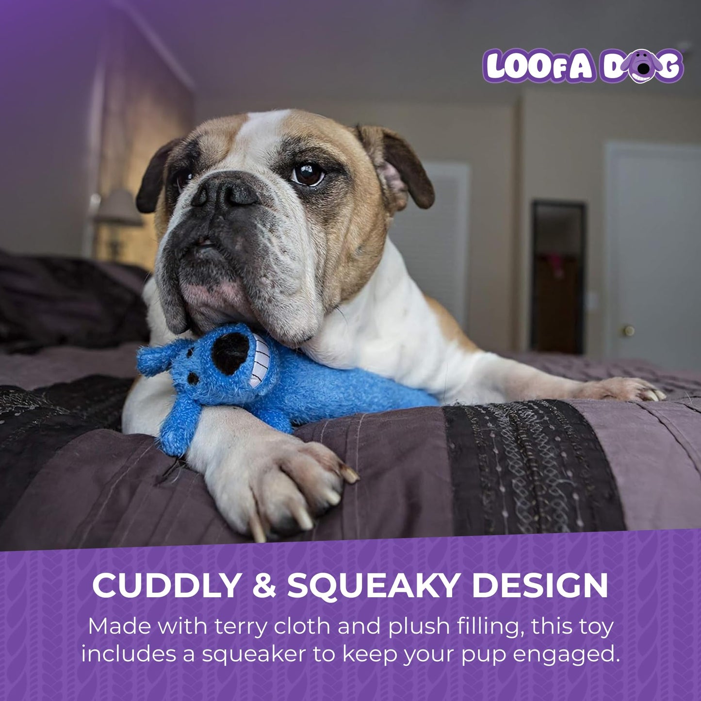 Loofa Dog 12" Plush Dog Toy, Colors May Vary