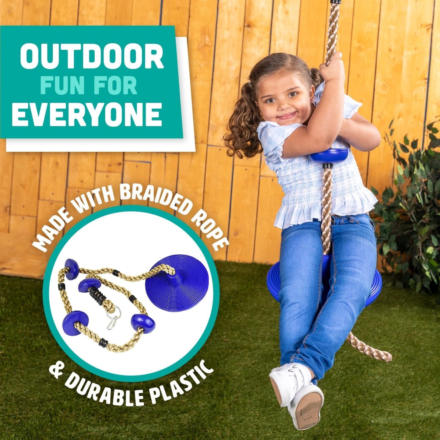 Kzings Columpio De Disco con Cuerda, Juego de Cuerda de Escalada y Asiento De Balancín, con Correa Colgar y Ganchos A Presión, para Parque, Infantil, Patioal