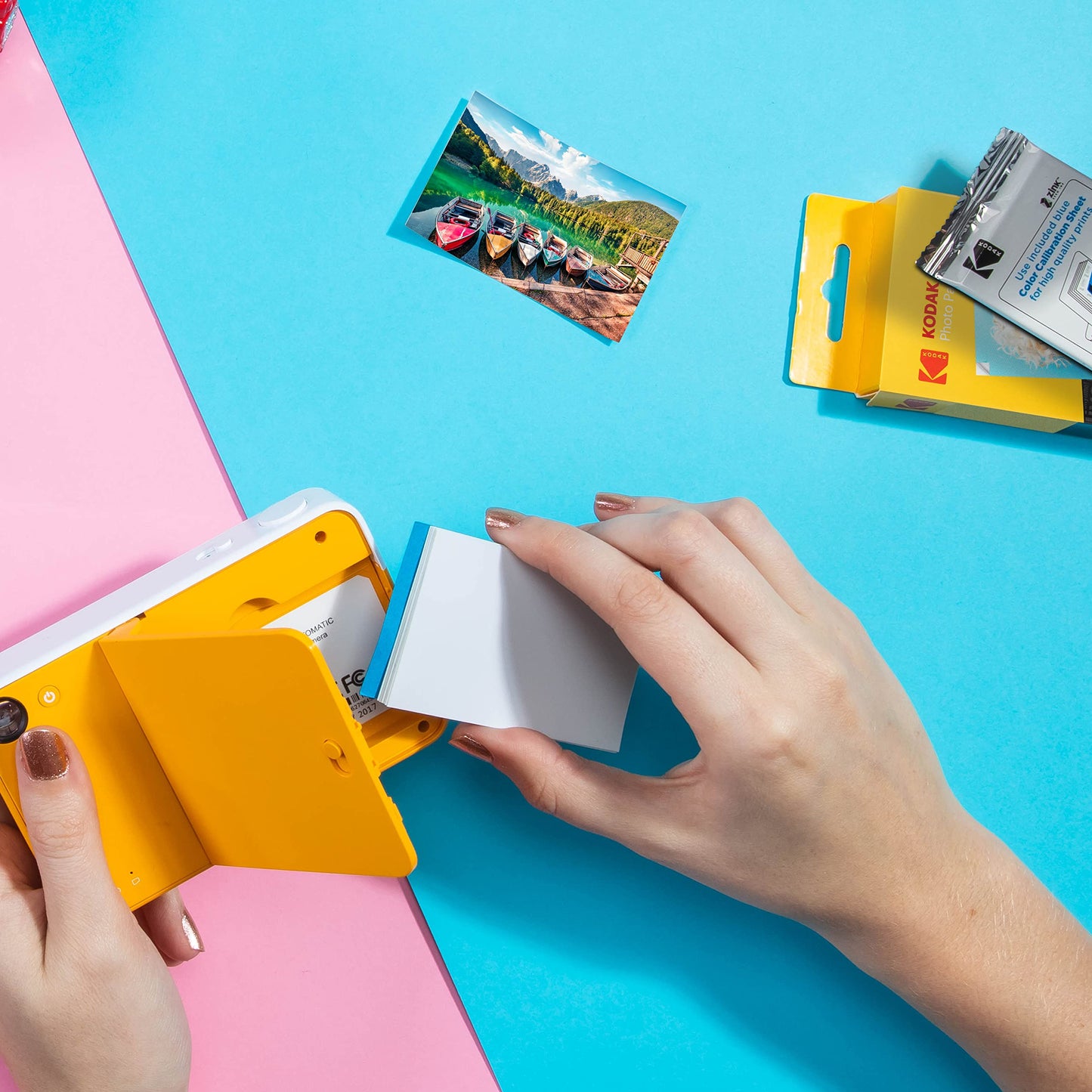 KODAK Step Slim Instant Mobile Photo Printer - Kit: 20 Pack Zink Paper, Case, White, 2x3