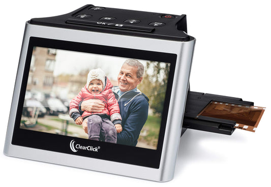ClearClick Virtuoso 2.0 (segunda generación) Escáner de película y diapositivas de 22 MP con visualización LCD extragrande de 5 pulgadas, convierte 35 mm, 110, 126 diapositivas y negativos a fotos