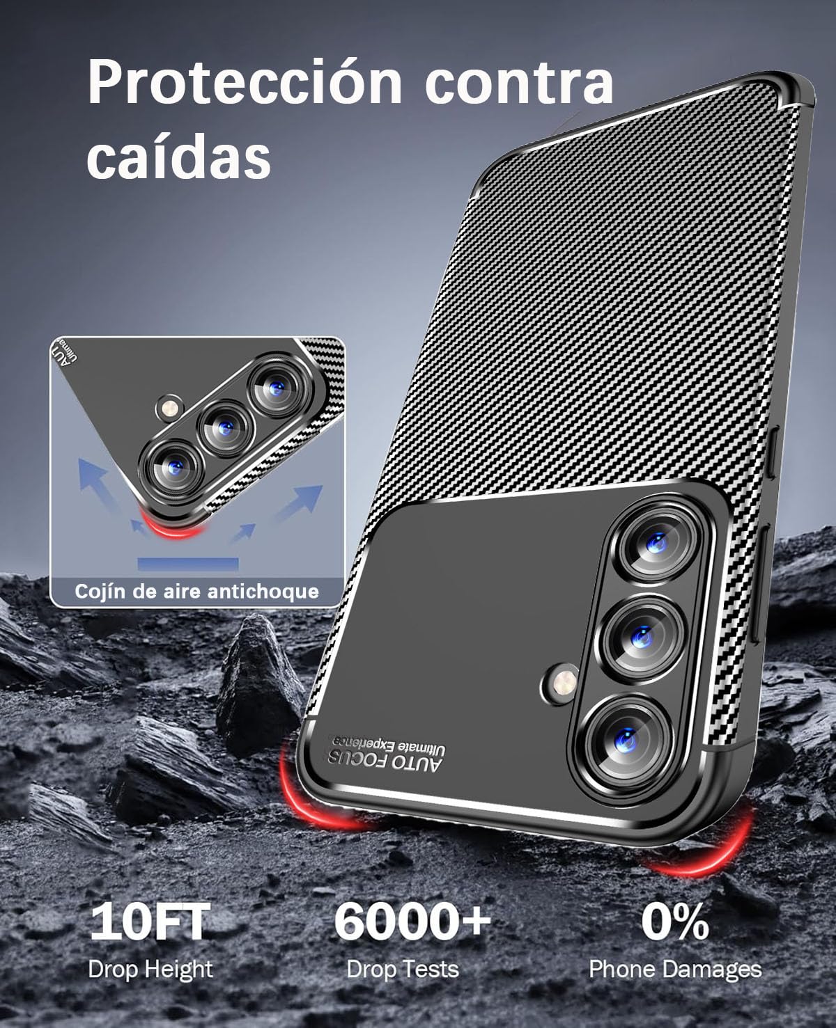 Funda Protectora QWYJ Negro con Textura de Fibra de Carbono para Samsung Galaxy S23 FE