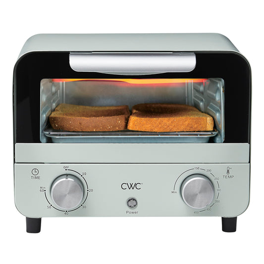 Cocinar con color mini horno tostador: 600 W de potencia, temporizador de precisión, apagado automático y delicias culinarias de hasta 450 grados, salvia