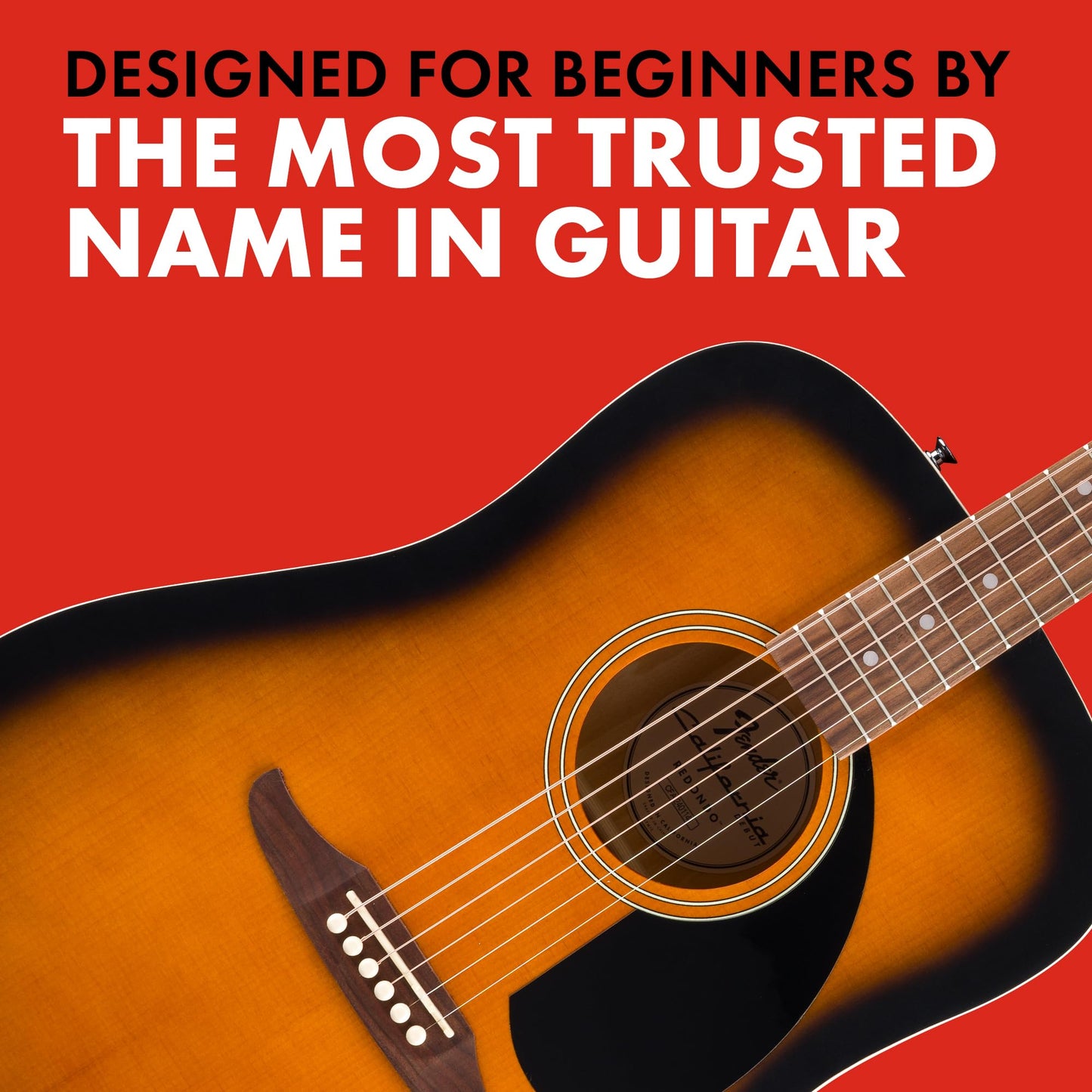 Fender Guitarra Acústica California Debut Redondo™, Spruce Top, Black Pickguard, 2-Color Sunburst