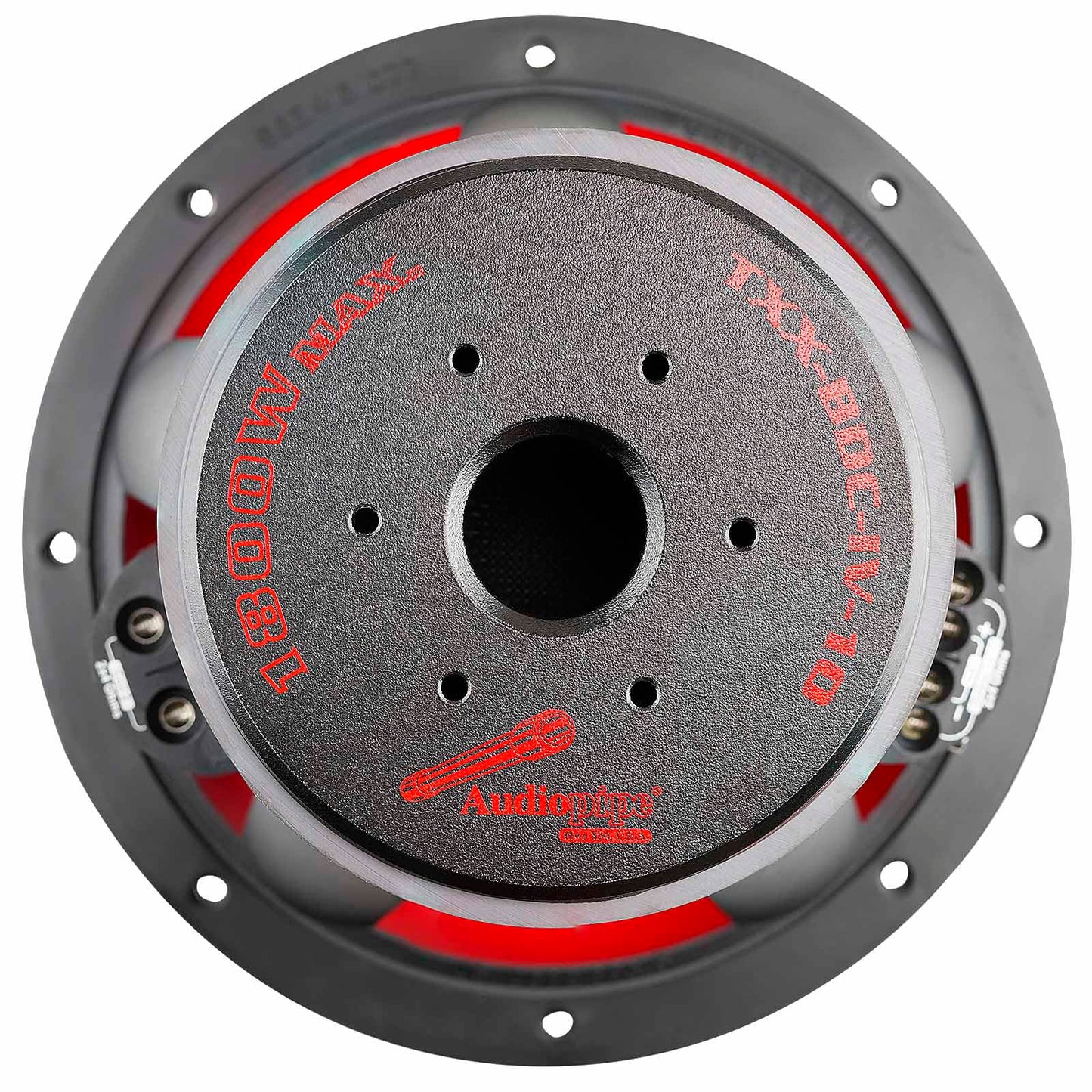 Audiopipe - Subwoofer de cono compuesto de pila cuádruple de 10 pulgadas (TXX-BDC-IV-10), rendimiento superior, 1800 W, 4 imanes, bobina de voz BASV, cesta de aluminio, conexión múltiple, cono de