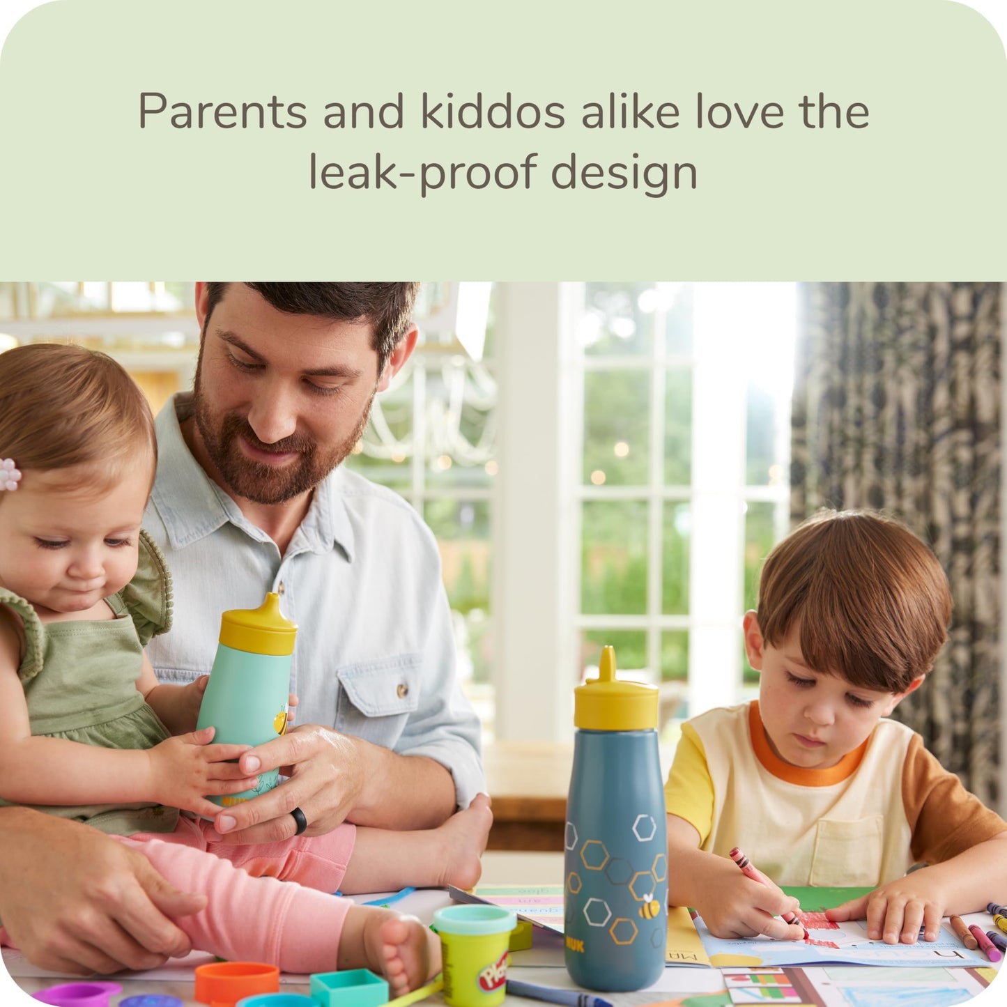 NUK Mini Me - Botella de agua para niños pequeños, 15 onzas, botella de agua para niños, esencial de viaje para niños pequeños