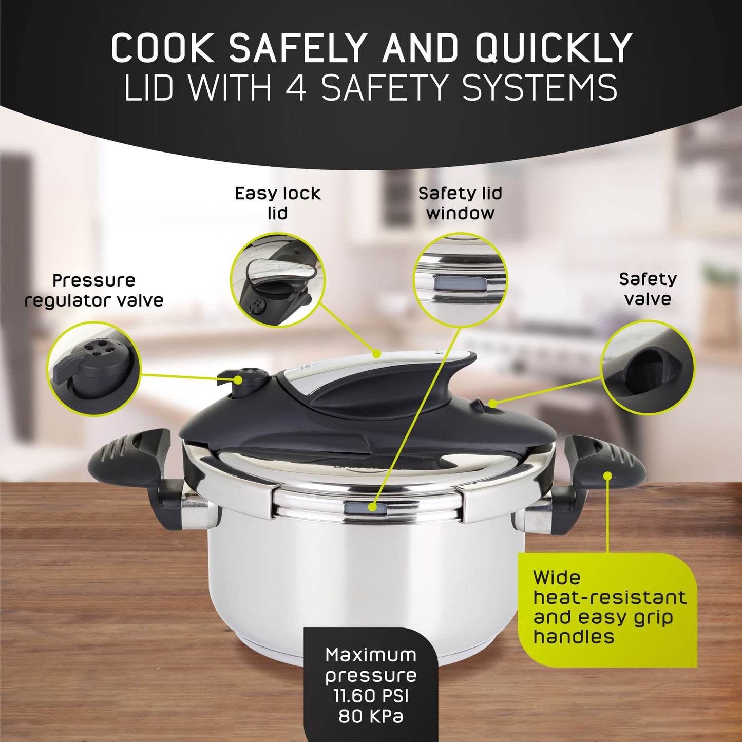 Olla de Presión Universal Acero Inoxidable 4 Litros con Tapa de Vidrio para Cocinas de Inducción