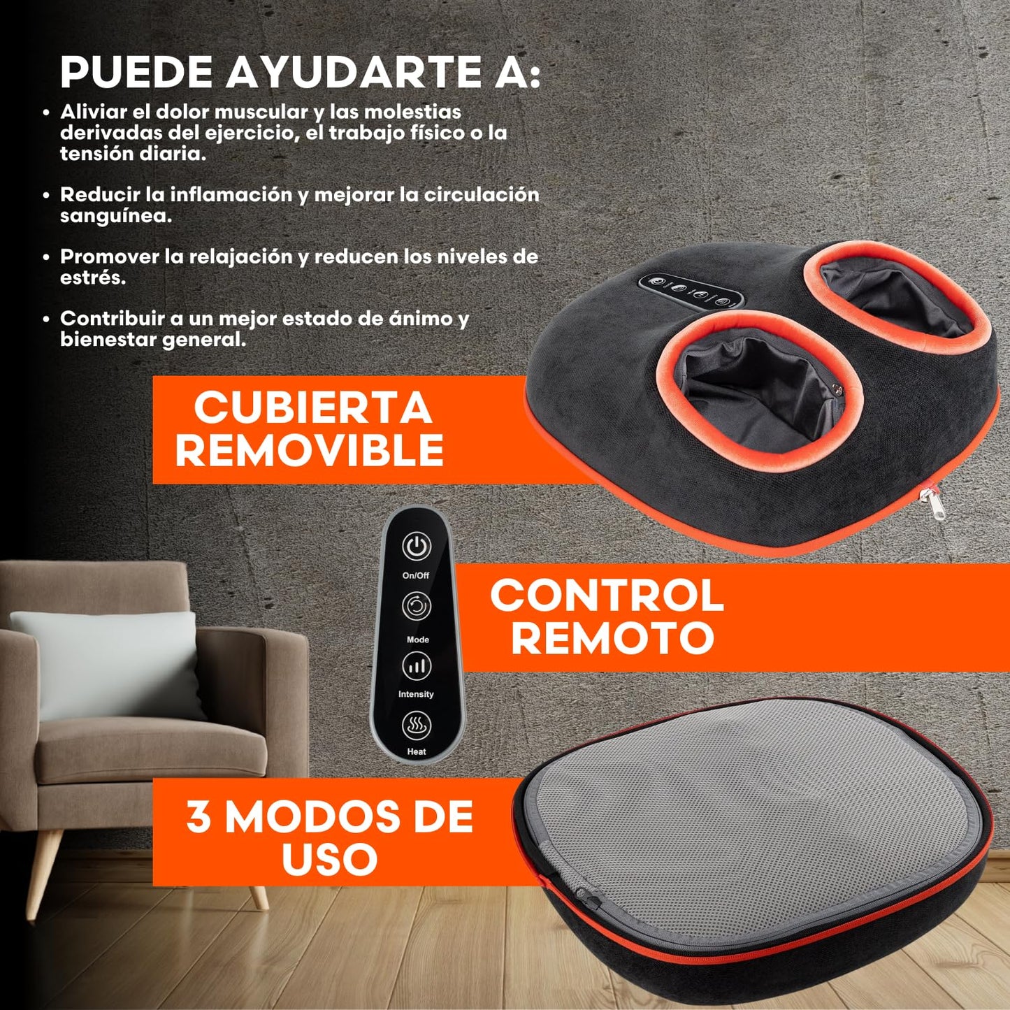 Masajeador de Pies Power Therapy Blanco con Calor Calmante y Amasado Profundo para Dolor y Circulación para Hombre