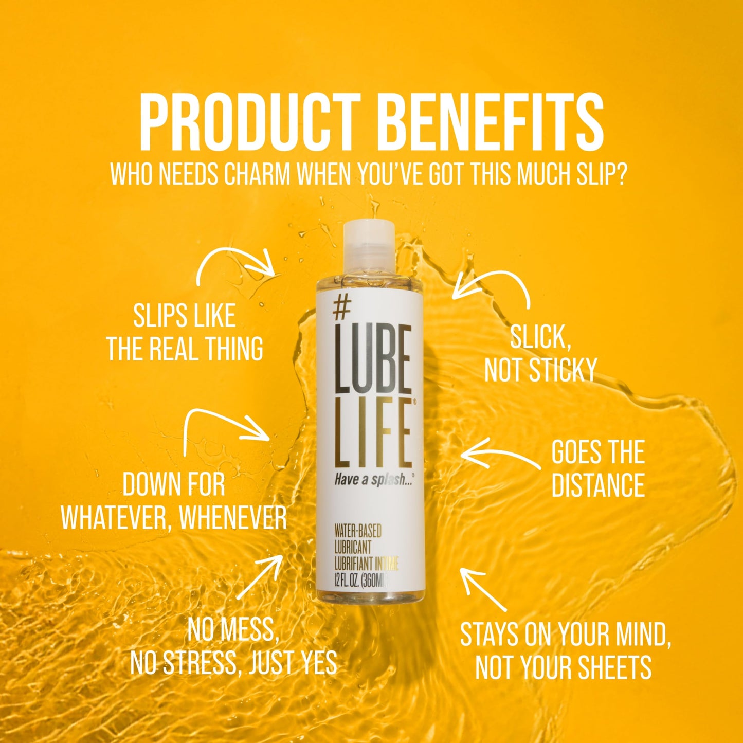 Lube Life Lubricante Personal a Base de Agua 237 ml – Compatible con Condones y Juguetes, Sin Parabenos ni Fragancias