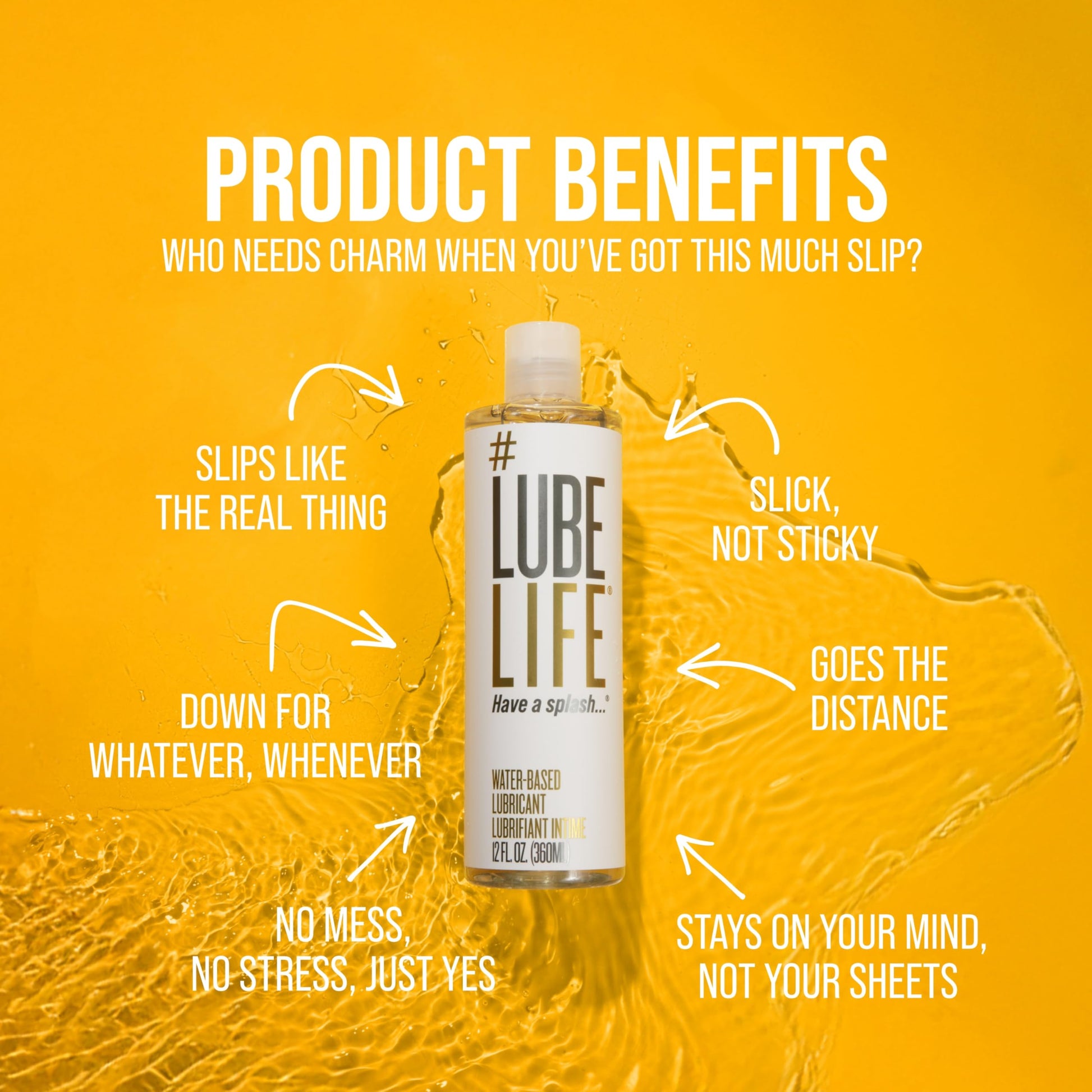 Lube Life Lubricante Personal a Base de Agua 237 ml – Compatible con Condones y Juguetes, Sin Parabenos ni Fragancias