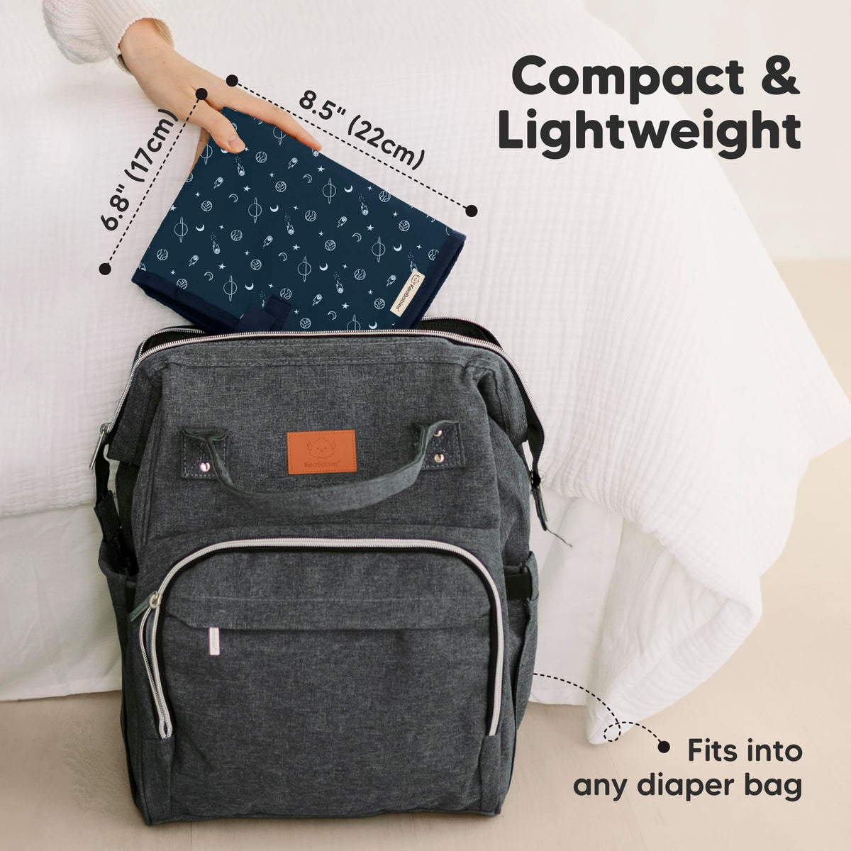 KeaBabies - Cambiador portátil de pañales, fácil de limpiar, plegable e impermeable para bolsa de pañales, compacto, ligero, recién nacido de 25 x 13 pulgadas, bebé, cambiador de bebé esencial de