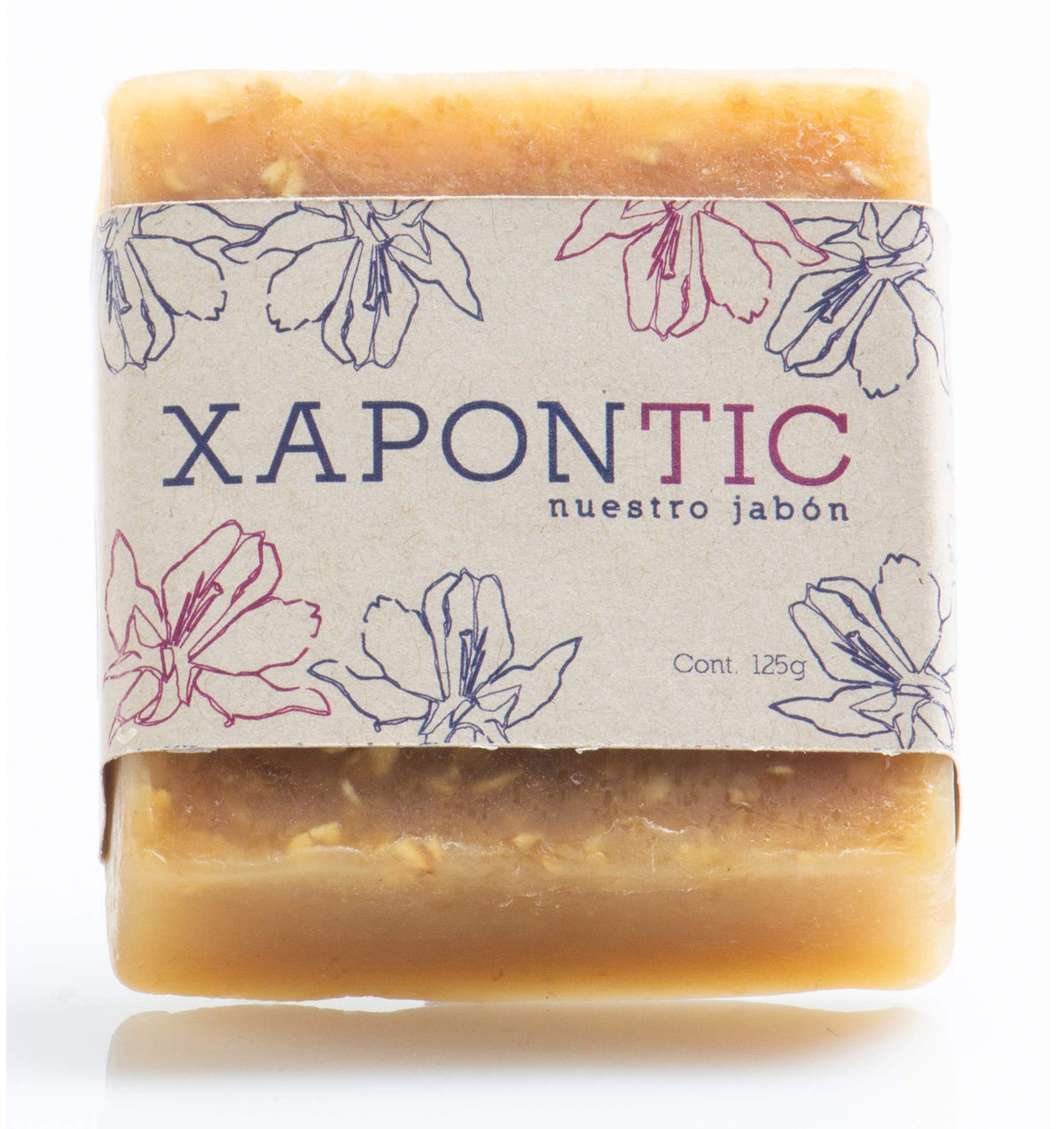 Kit Xapontic de 2 jabones artesanales (Miel-Avena y Lavanda) con bolsa bordada a mano