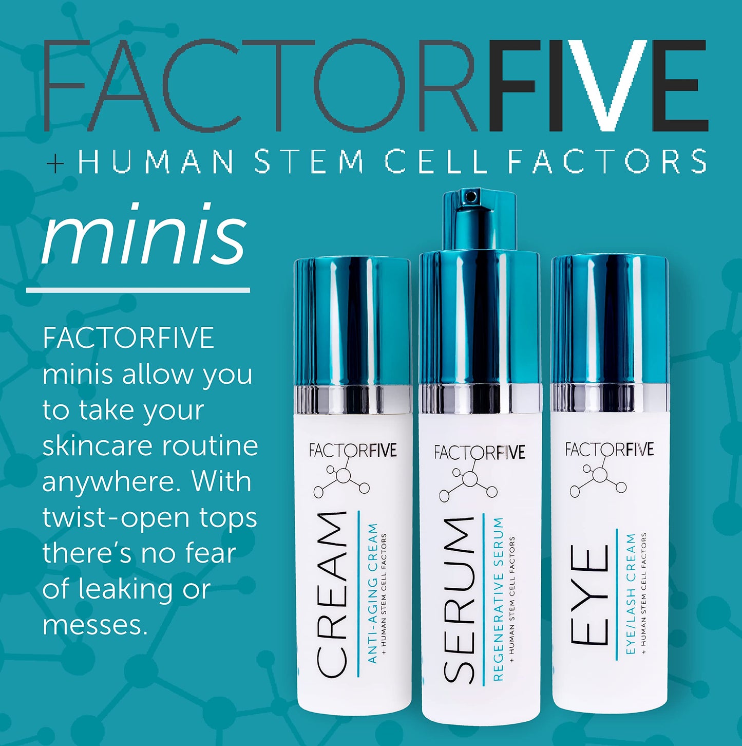 FACTORFIVE Suero regenerativo con factores de crecimiento de células madre, HGF para apretar y suavizar la piel, reducción de arrugas y poros y rejuvenecimiento, tamaño de viaje, 10 ml