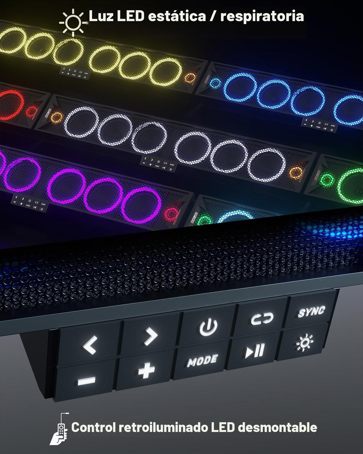 Barra de Sonido GoHawk 34 Pulgadas RGB Bluetooth IP66 Compatible con Polaris RZR Can-Am