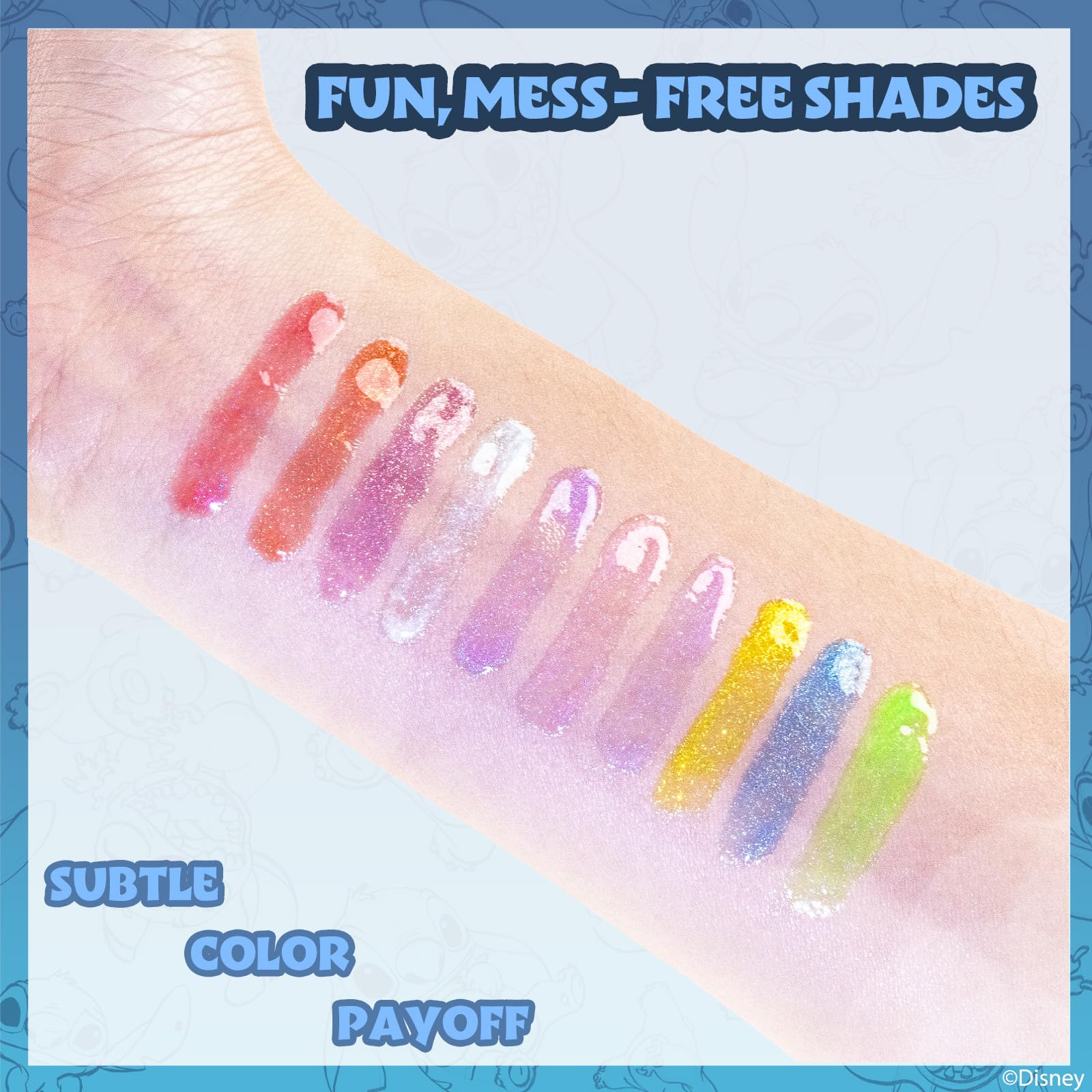 Stitch 10 unidades de brillo para labios de a base de plantas, primer set de maquillaje para niñas, perfecto para fiestas, pijamadas y regalos de cumpleaños, para mayores de 3 años, de Townley Girl