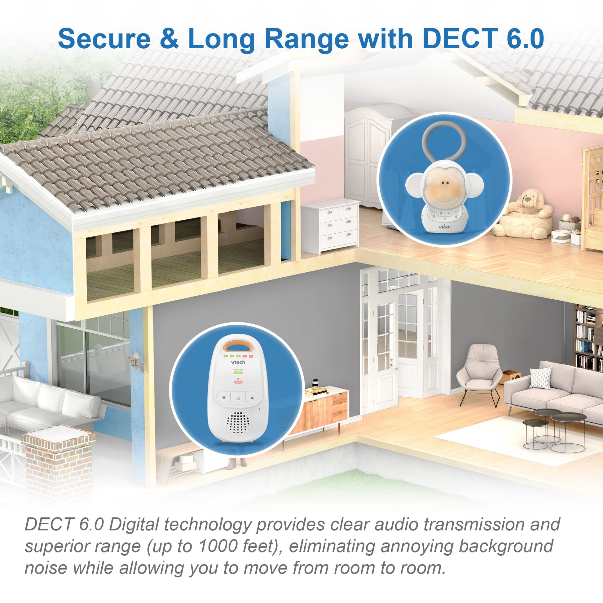 Monitor de Bebé VTech Blanco con Luz Nocturna Suave y Sonidos Relajantes