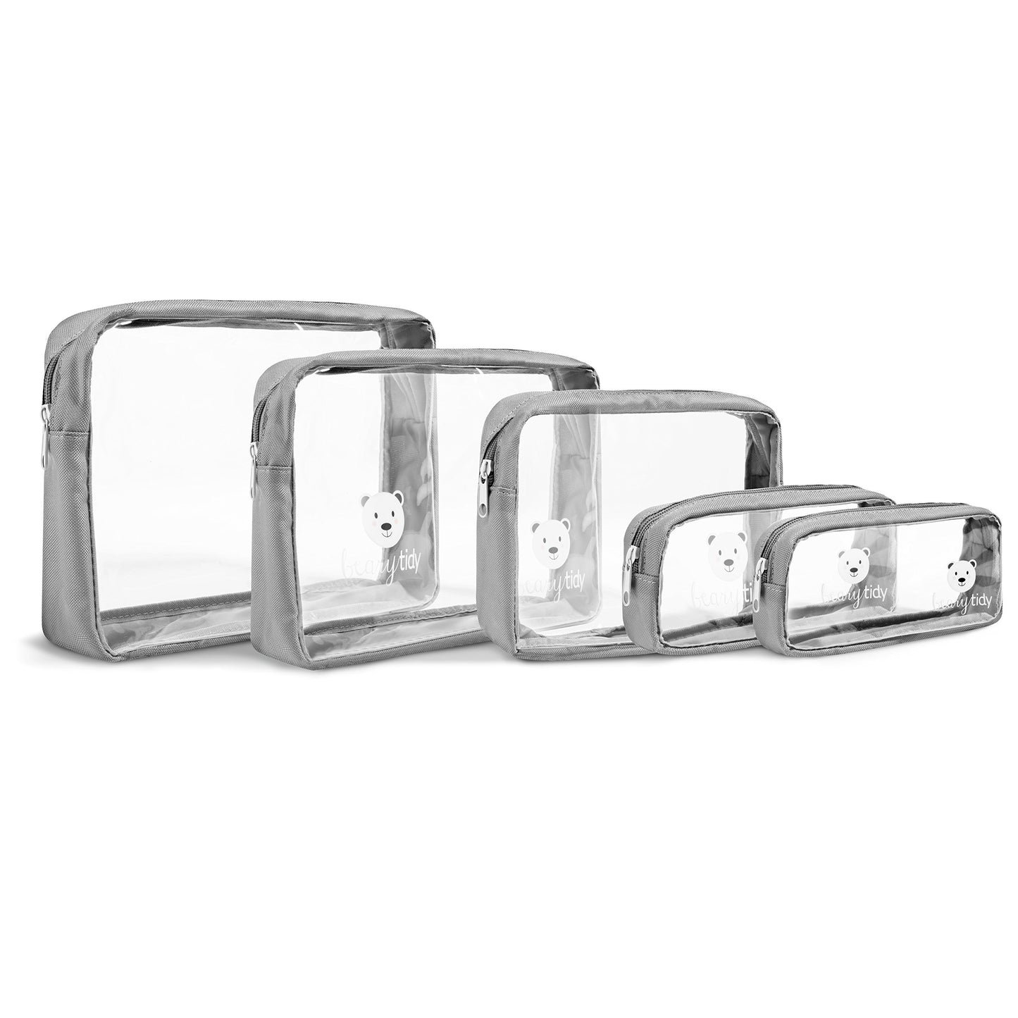 Beary Tidy Juego de 5 bolsas organizadoras para pañales, transparente con cremalleras y nestable