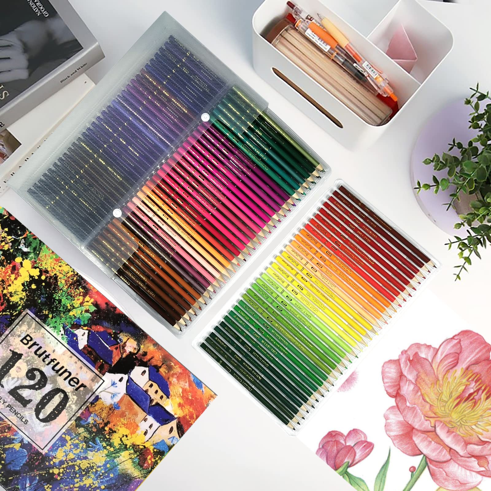 Lápices de Colores, Juego Profesional de 120 Colores, Núcleos a Base de Cera Suave Numerados, Para Dibujar, Dibujar, Sombrear y Colorear