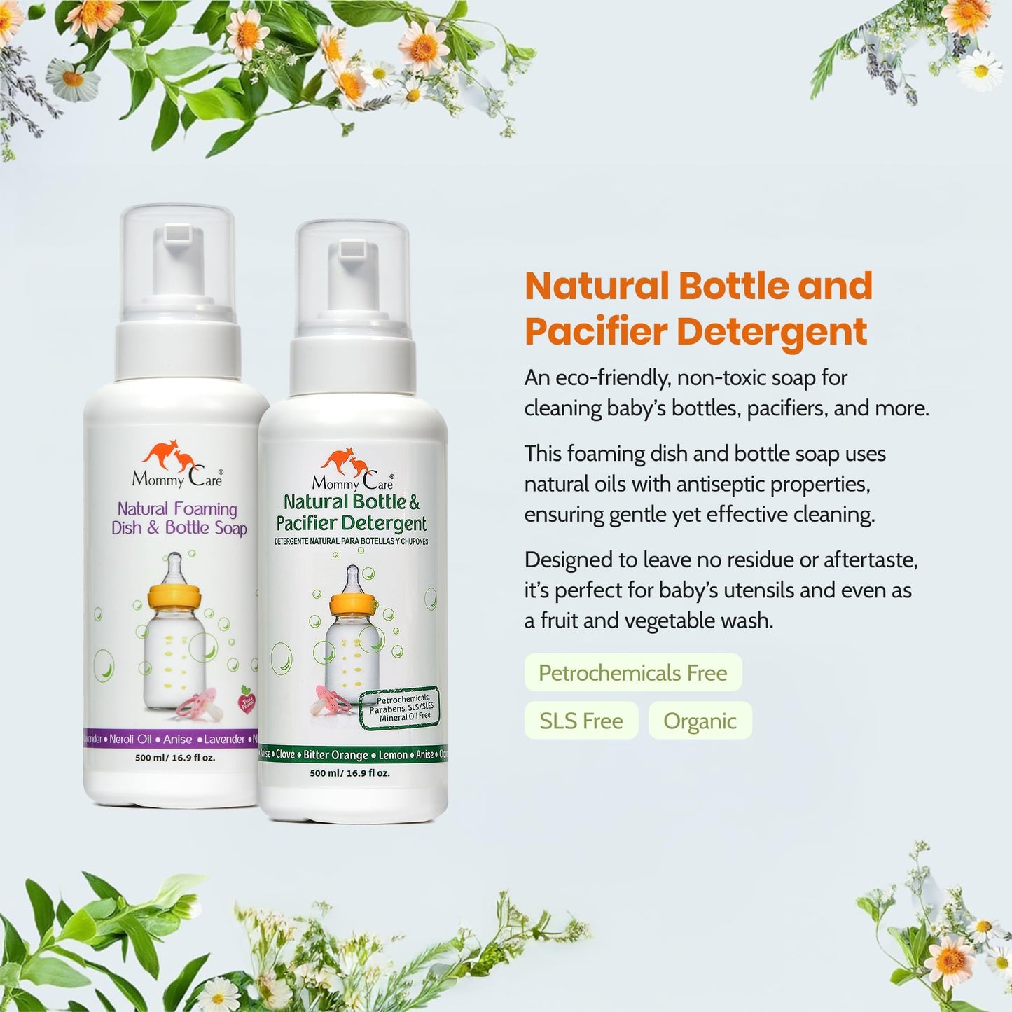 Jabón de Biberones y Chupetes Mommy Care - Hipoalergénico, Con Ingredientes Naturales y Orgánicos (200 mililitros)