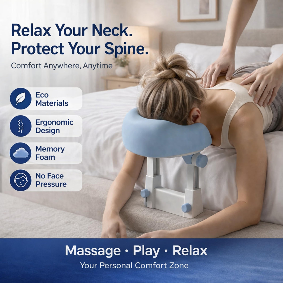 Reposacabezas de Masaje con Altura Ajustable y Funda Lavable para Mayor Comodidad