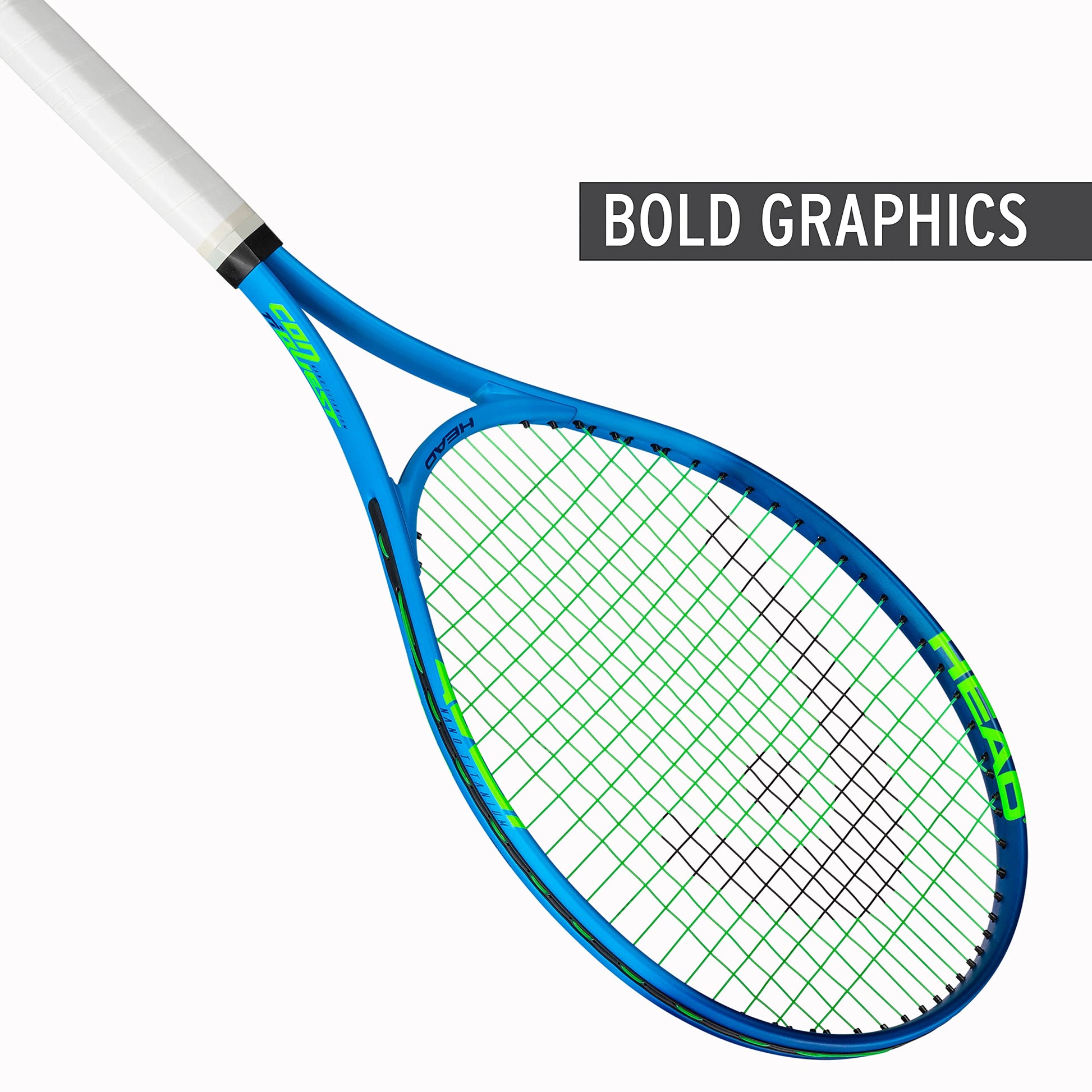 HEAD Ti. Conquest - Raqueta de Tenis - Raqueta de Equilibrio de luz de Cabeza preencordada de 27 Pulgadas, Agarre de 4 3/8 Pulgadas
