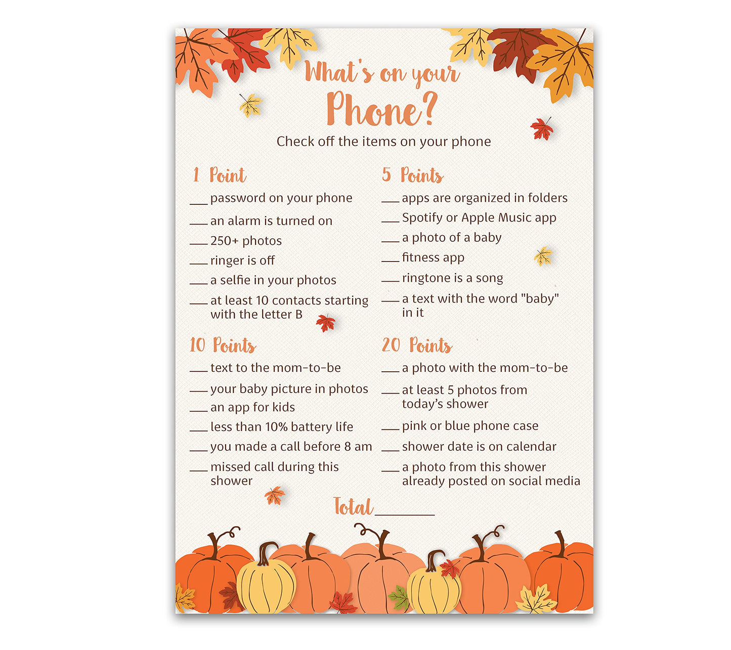 Roseum Collections - Juego de 25 unidades, diseño de calabazas, diseño de calabazas, diseño de baby shower de otoño o actividad de revelación de género, neutro para Halloween, G330-PHN