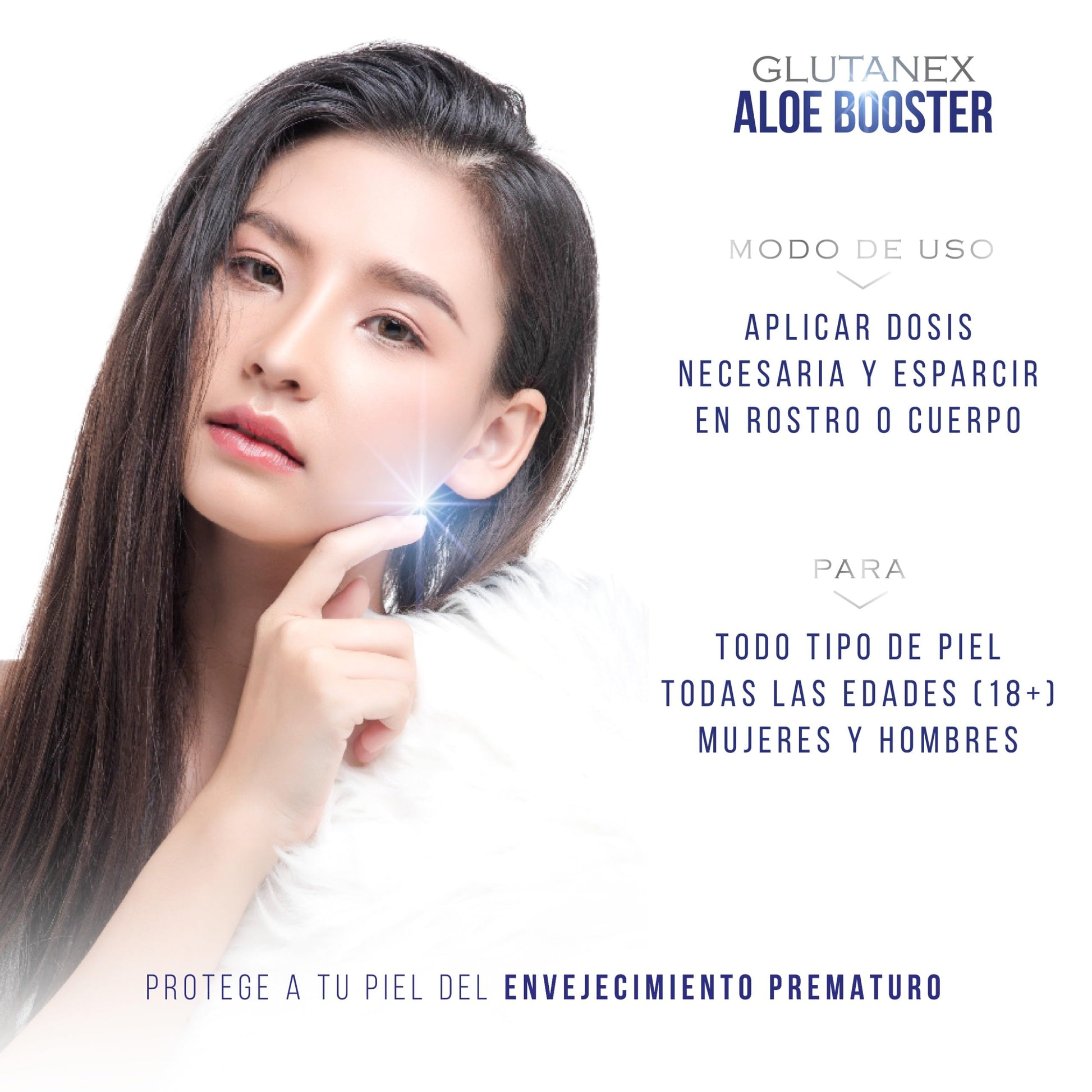 GLUTANEX™ ALOE BOOSTER Crema Gel Calmante, Hidratante, Reparadora y Antioxidante con Glutatión, PDRN de Salmón, Pantenol, Extracto de Aloe Vera y Triple Ácido Hialurónico (200ml.) De Corea del Sur.