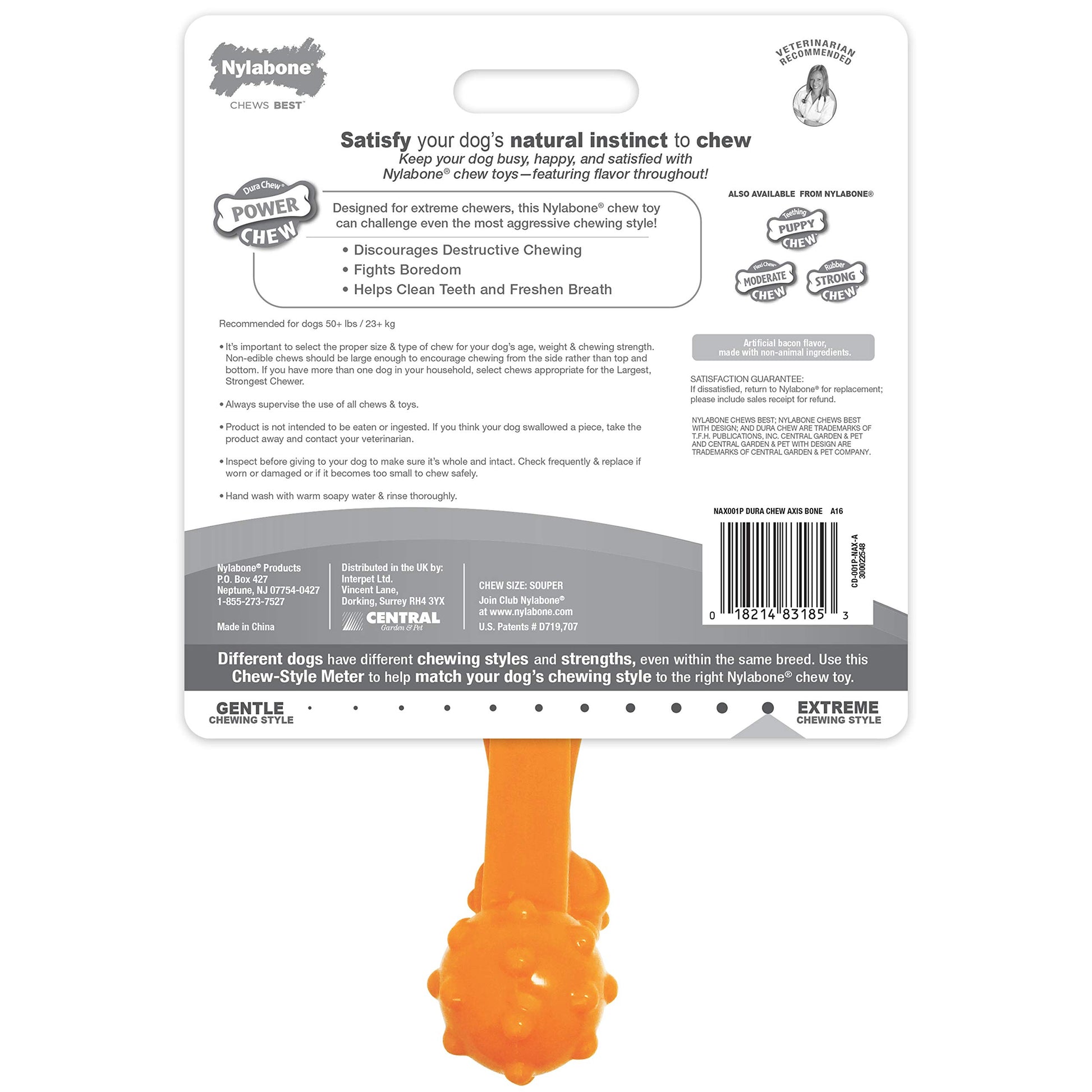 Juguete para Masticar Nylabone Dura Chew Axis para Perro