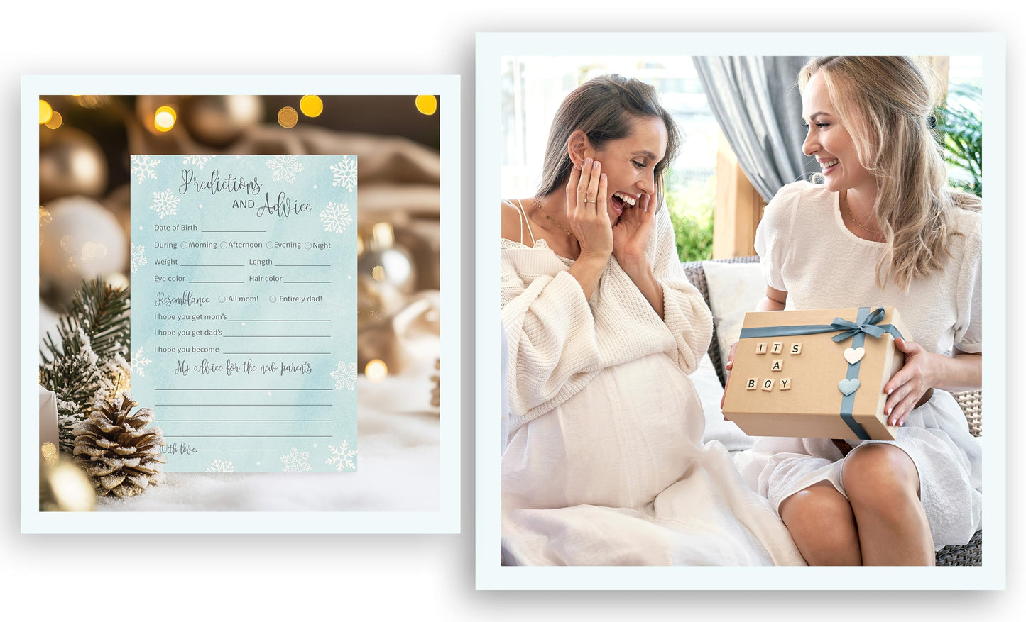 SNOWFLAKES - Tarjetas de predicción y consejos – Paquete de 25 – Juego de baby shower para niños, deseos para nuevos padres, mamá y papá, mamá y papá, mensaje de baby shower actividad, recuerdo Frost Holiday G781-PDAV