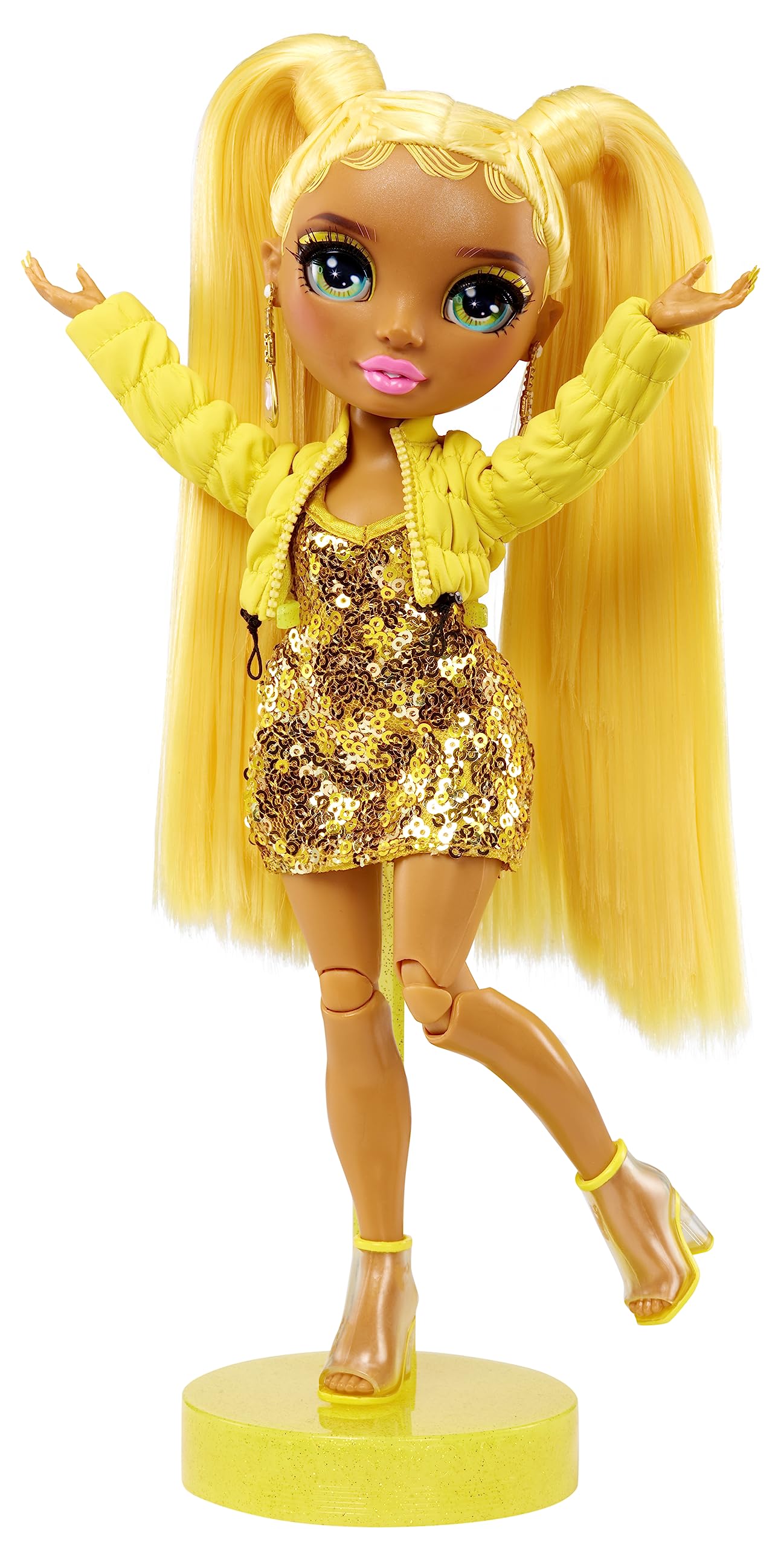 Muñeca Fantastic Fashion Rainbow High Amarilla con 2 Outfits y Accesorios para Personalizar