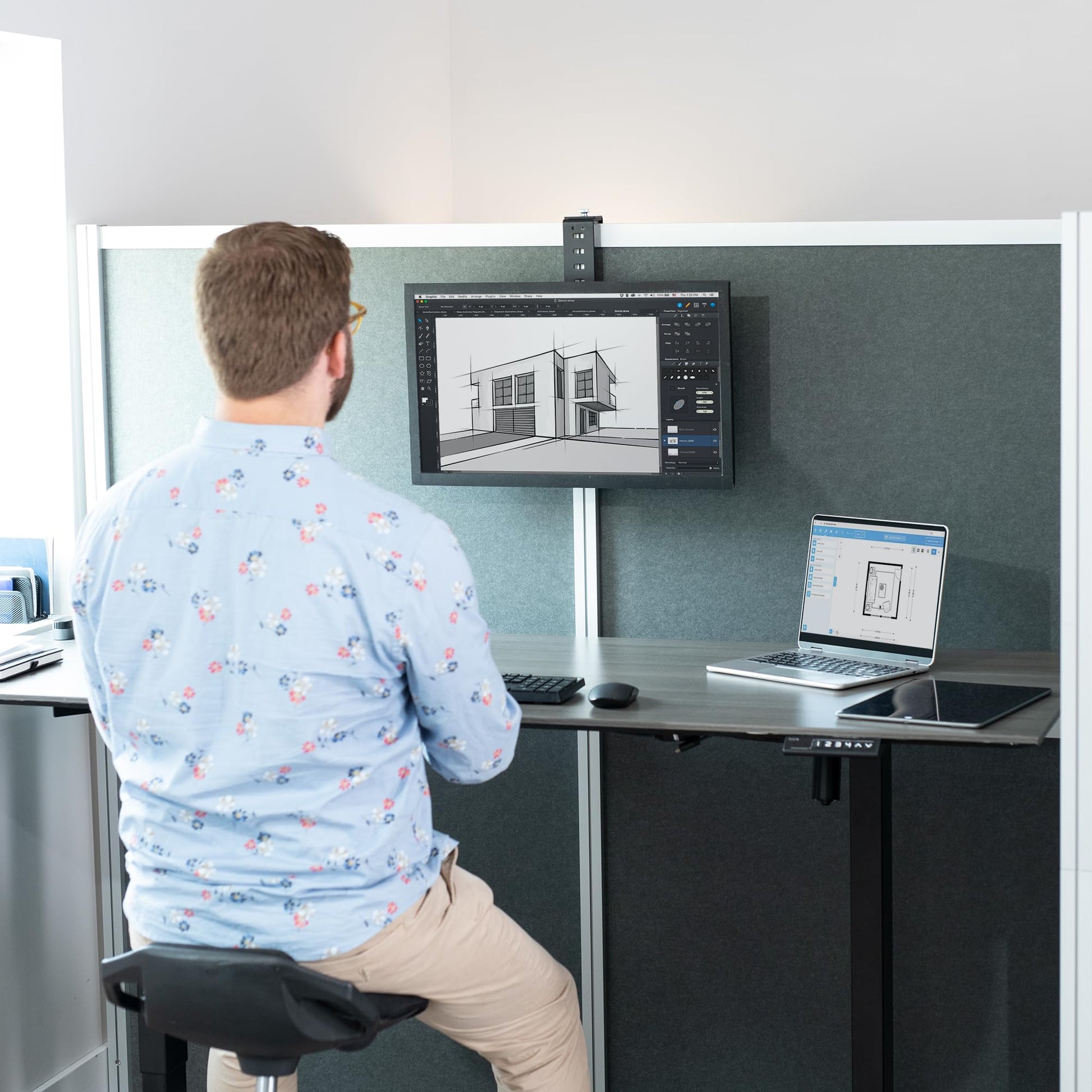 Soporte de Oficina VIVO Negro con Abrazadera Ajustable para Monitor de 17 a 32 Pulgadas