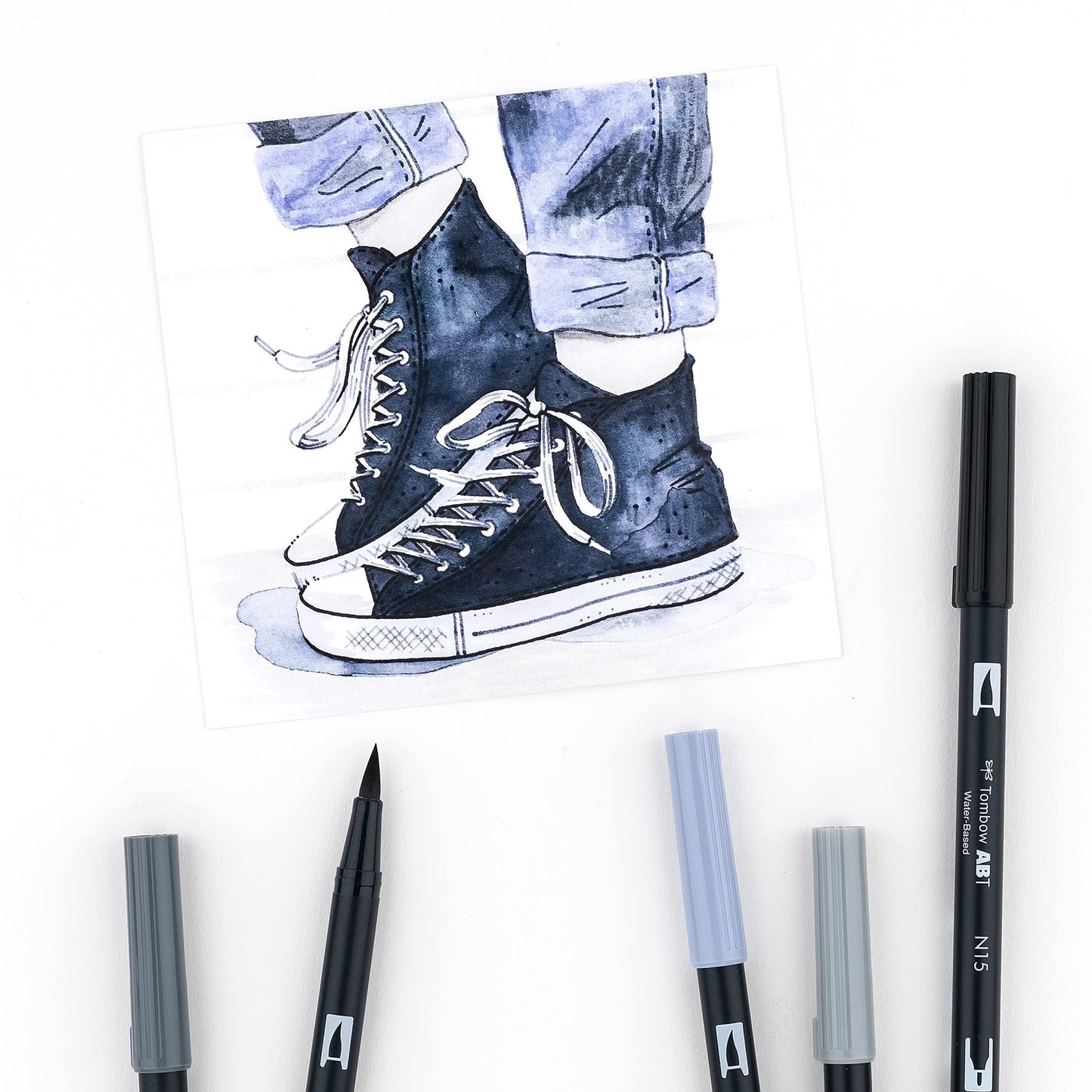 Rotuladores Artísticos Tombow Escala de Grises Doble Pincel Paquete de 10