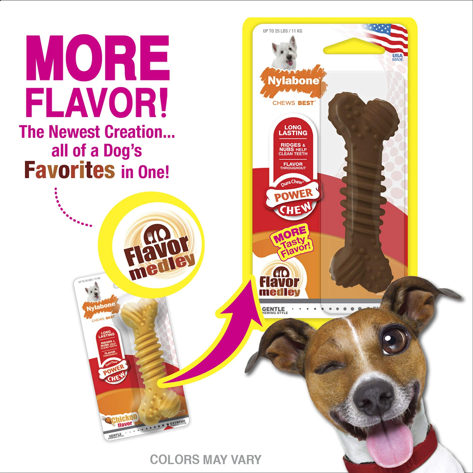 Hueso Texturizado Nylabone Dura Masticar Marrón Sabor Medley Regular/Small