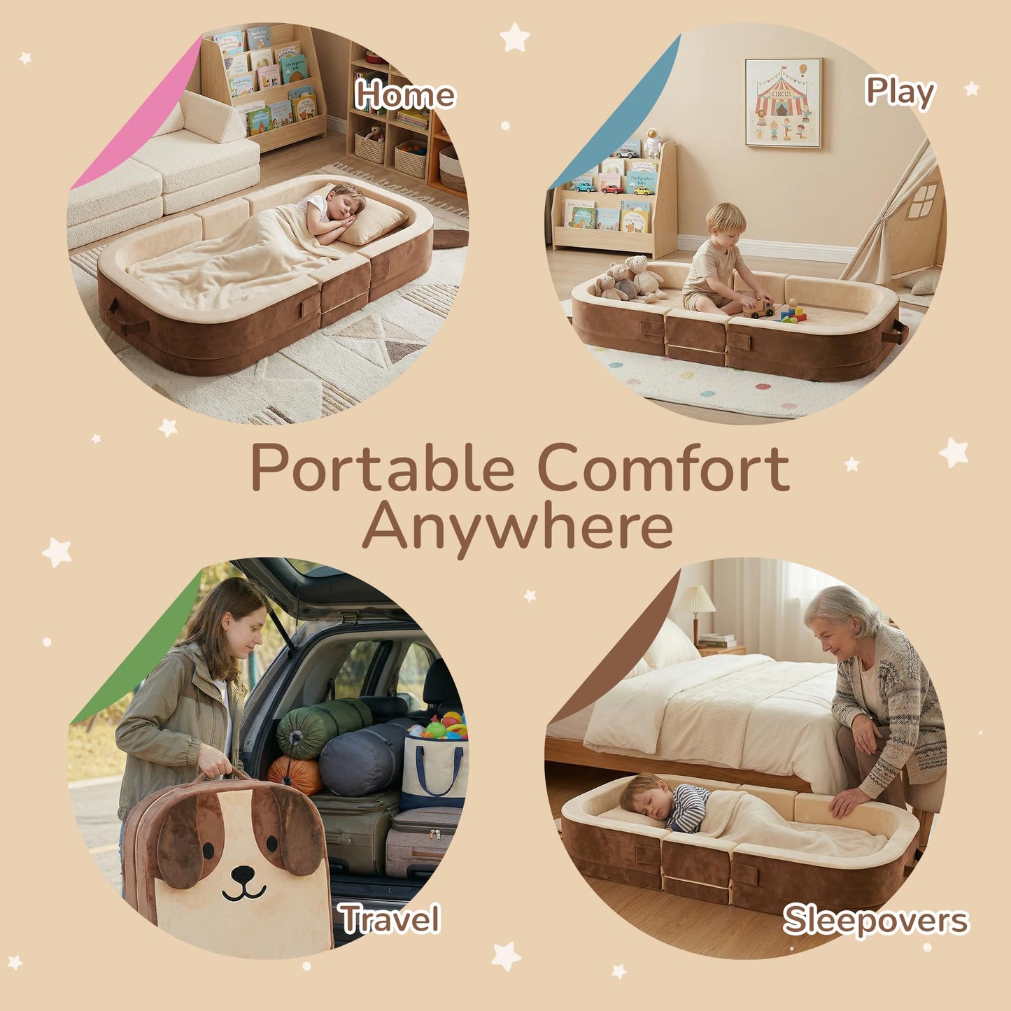 Zelladorra - Cama de viaje para niños, cama portátil para niños pequeños