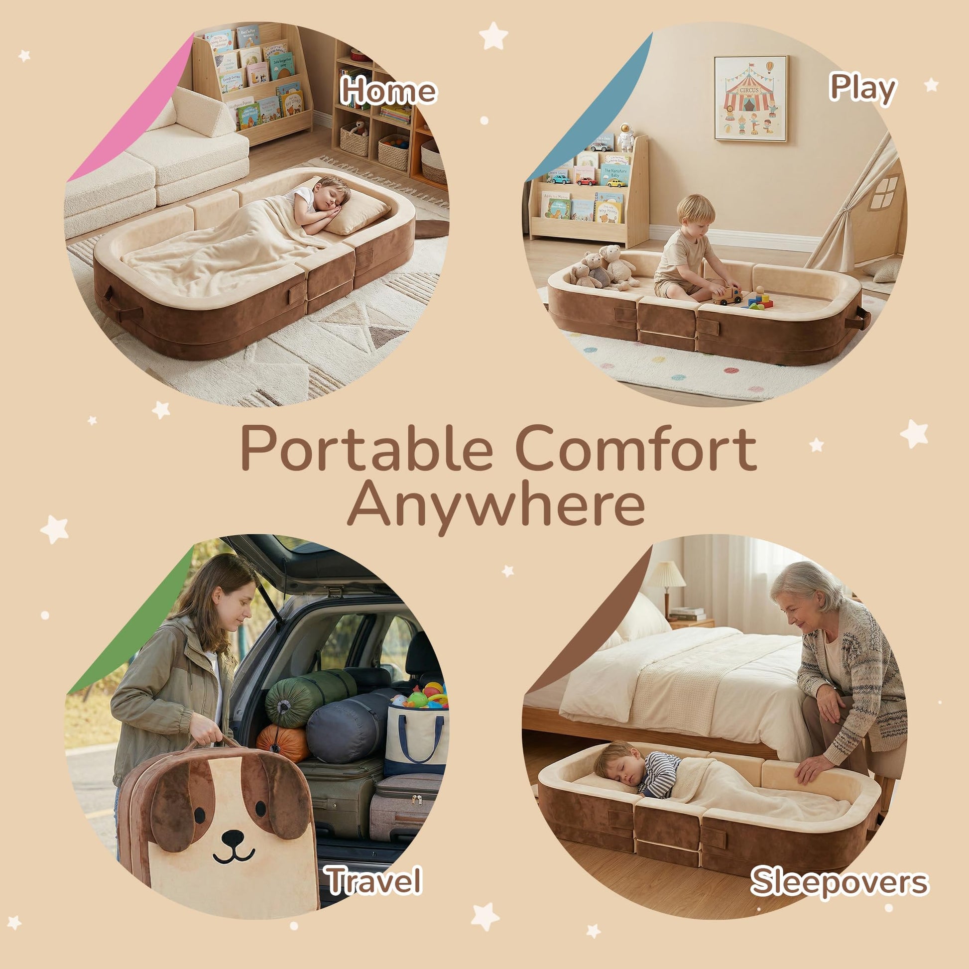 Zelladorra - Cama de viaje para niños, cama portátil para niños pequeños