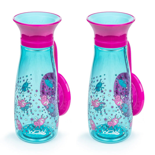 Wow Cup Mini 360 - Taza para beber, 12 onzas, paquete de 2 (rosa azul)