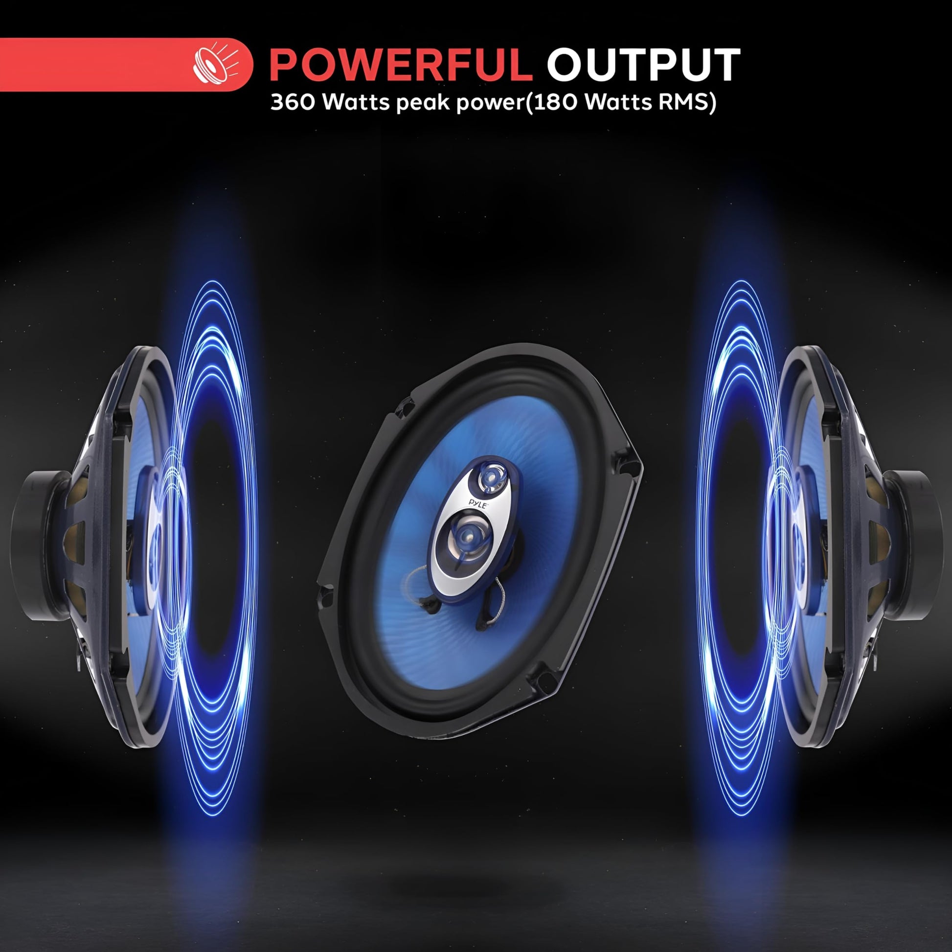 Altavoz Auto Pyle Azul 3 Vías 200W Impedancia 4 Ohmios Cono Poliuretano 5.25 Pulgadas