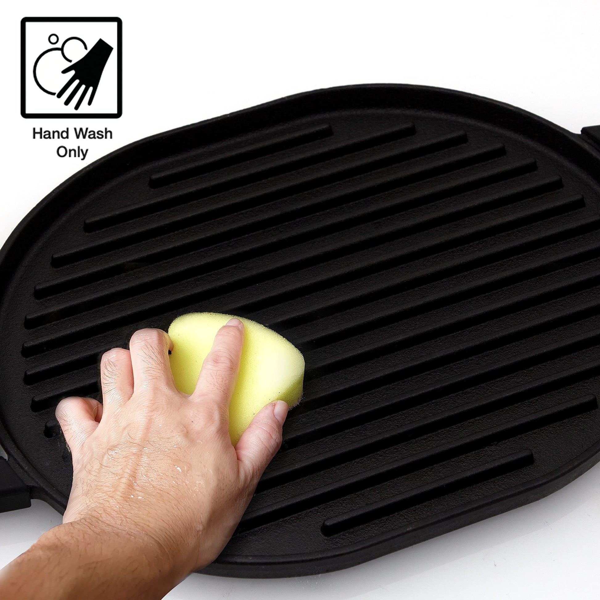Parrilla de Hierro Fundido Nuwave Negra con Superficie Antiadhesiva y Asas de Silicona Fácil de Limpiar