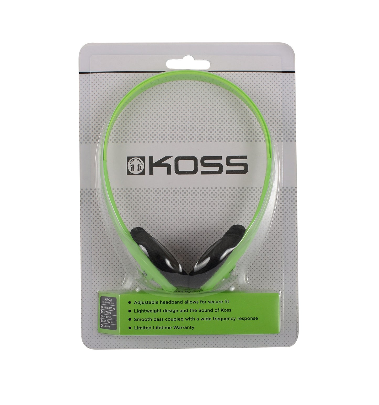 Koss KPH7G Portable On-Ear Headphone with Adjustable Headband - Green