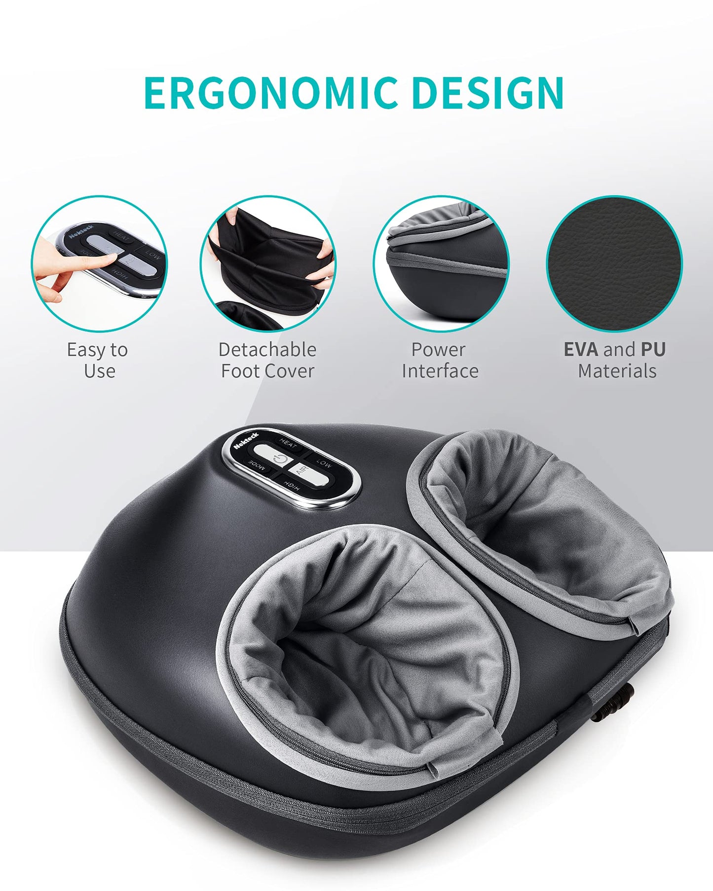 Máquina Masajeadora de Pies Nekteck con Calor Calmante e Intensidad Ajustable para Masaje Shiatsu en el Hogar u Oficina