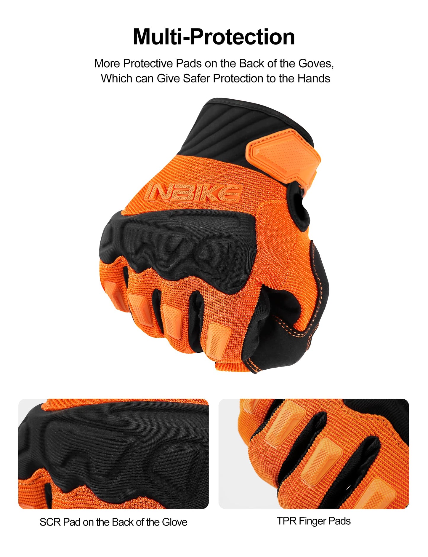 INBIKE - Guantes de bicicleta de montaña para hombre, con protectores de nudillos, acolchados, transpirables, para MTB, motocross, carreras