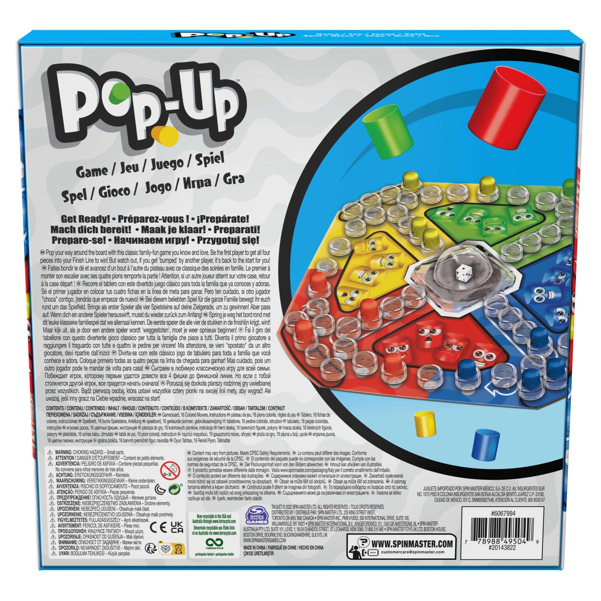 Spin Master Games, Juego Pop-Up para niños, Colorido Juego de Mesa para 2-4 Jugadores con Tirador automático para Noches de Juego en Familia