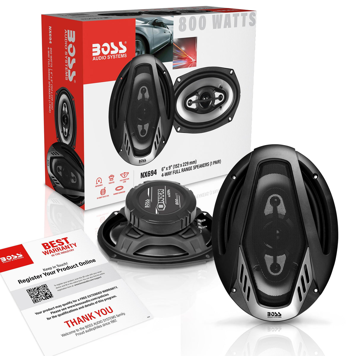 Altavoces Coaxiales Boss Audio Onyx 800-watt Negro 4 Vías para Auto