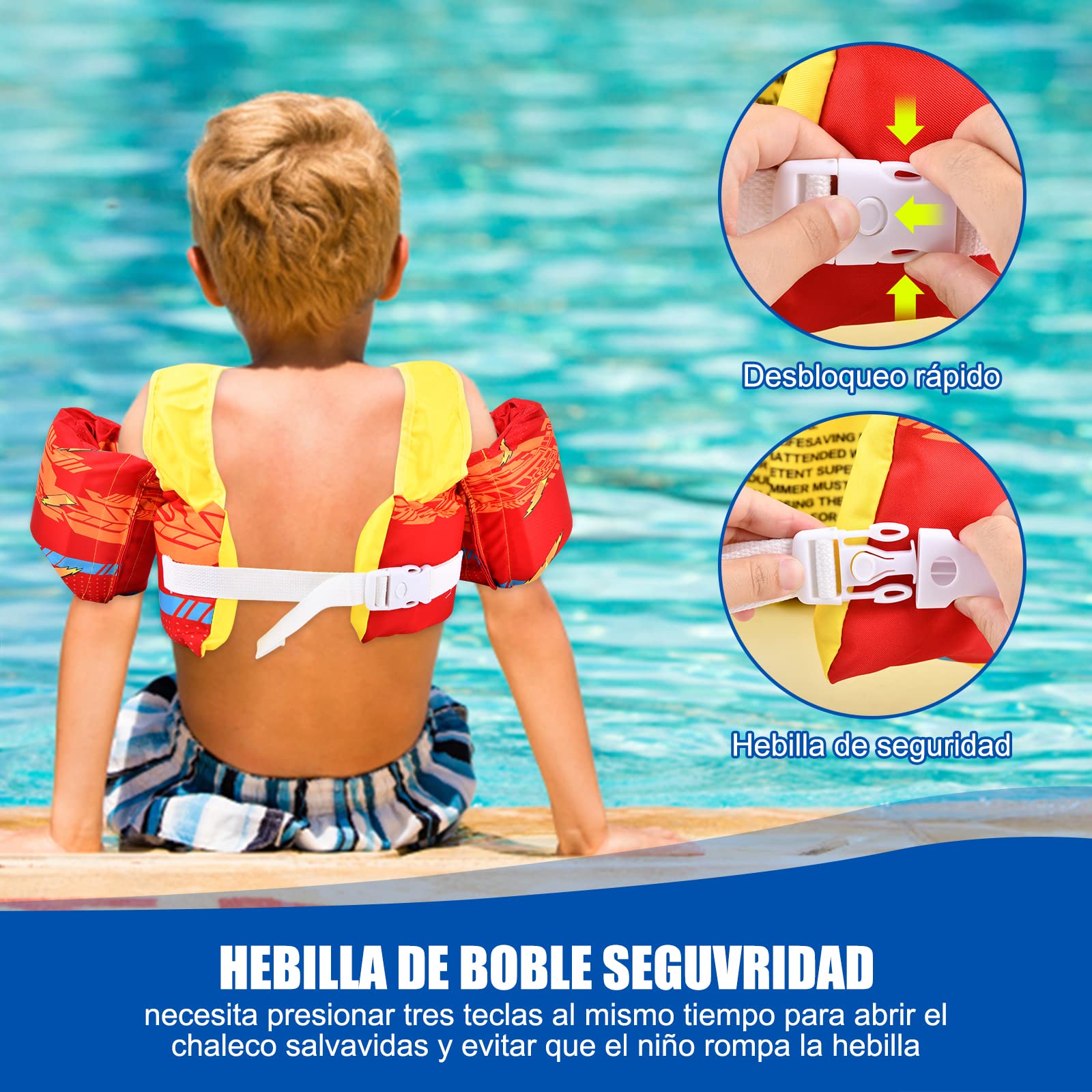 Chaleco Flotador VVYY8985 Coche Ajustable para Niños 3 a 8 Años