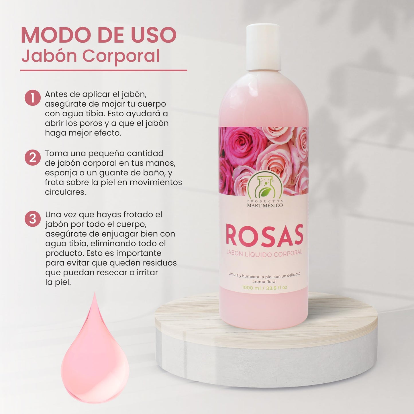 Jabón Líquido De Rosas Corporal 1 Litro Productos Mart Mexico