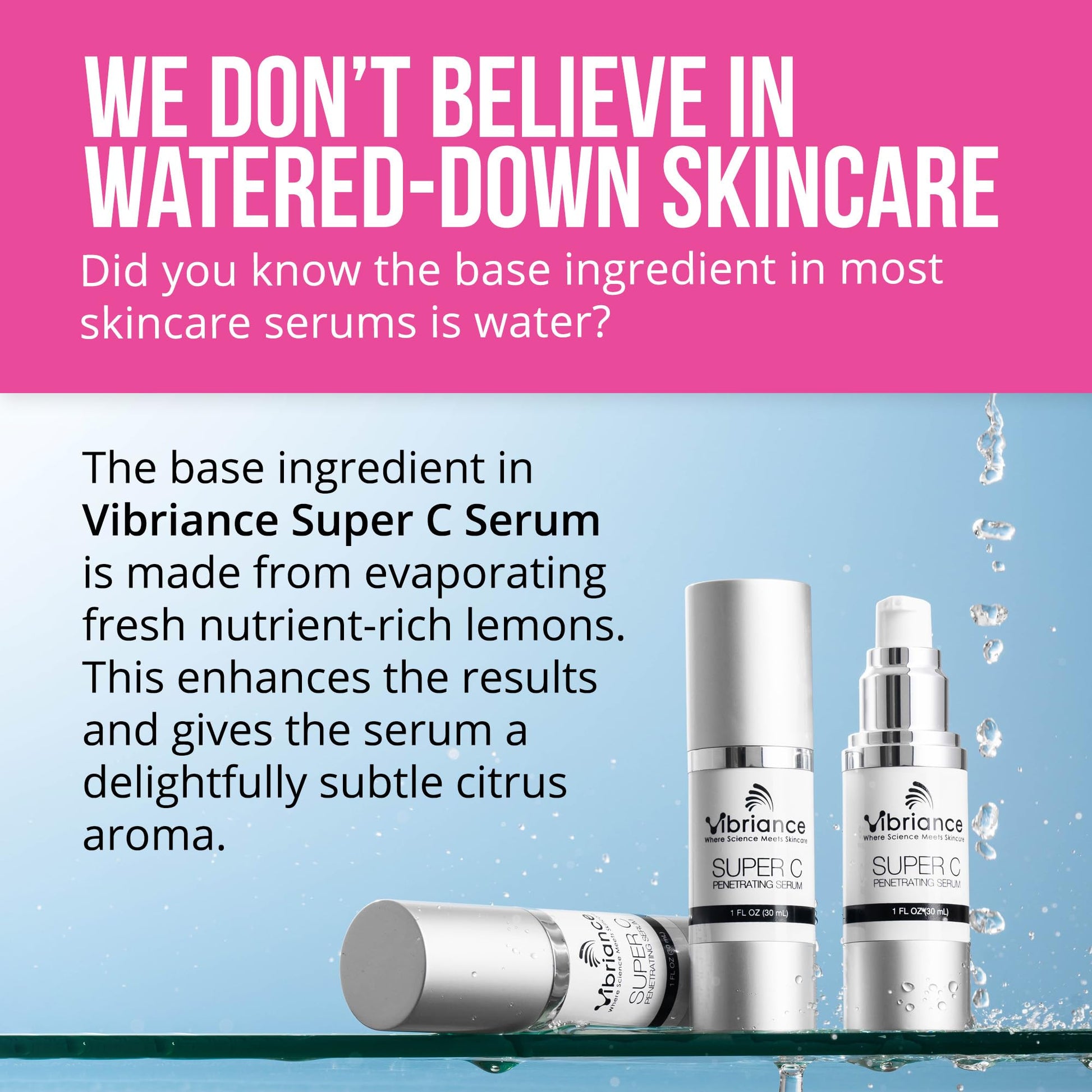 Vibriance Super C Serum for Mature Skin, Made in USA, All-In-One Formula Hydrates, Firms, Lifts, Smooths, Targets Age Spots, Wrinkles, Vitamin C Serum; 1 fl oz - Pack of 3