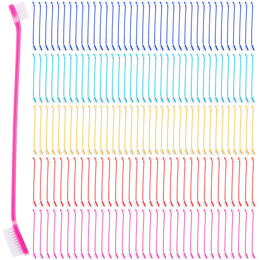 Cepillos de Dientes Doble Cabeza Nuenen Multicolor de Mango Largo para Perros (150 Piezas)