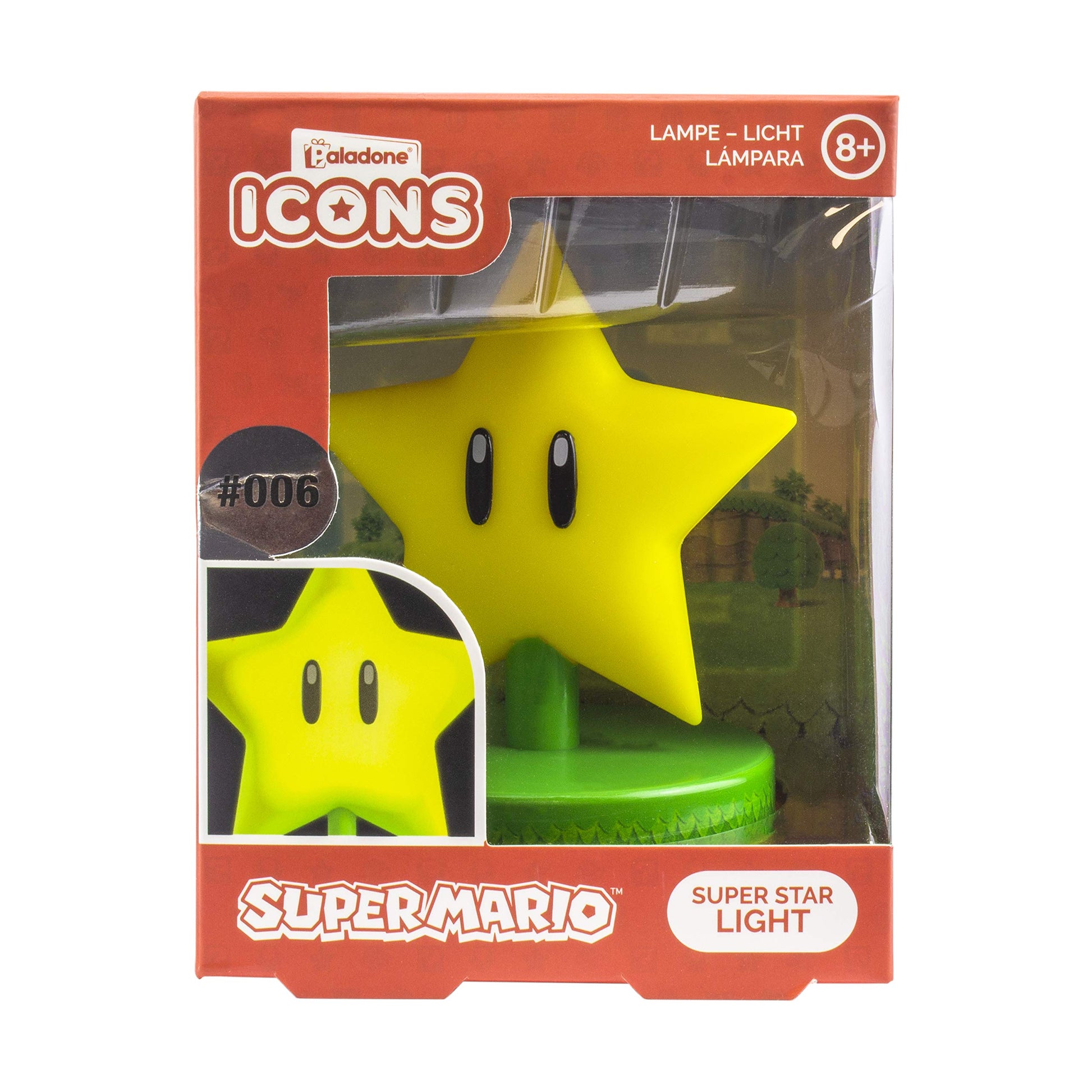 Luz Nocturna Paladone Mario Super Star amarillo Icono 3D para Colección Oficial de Nintendo