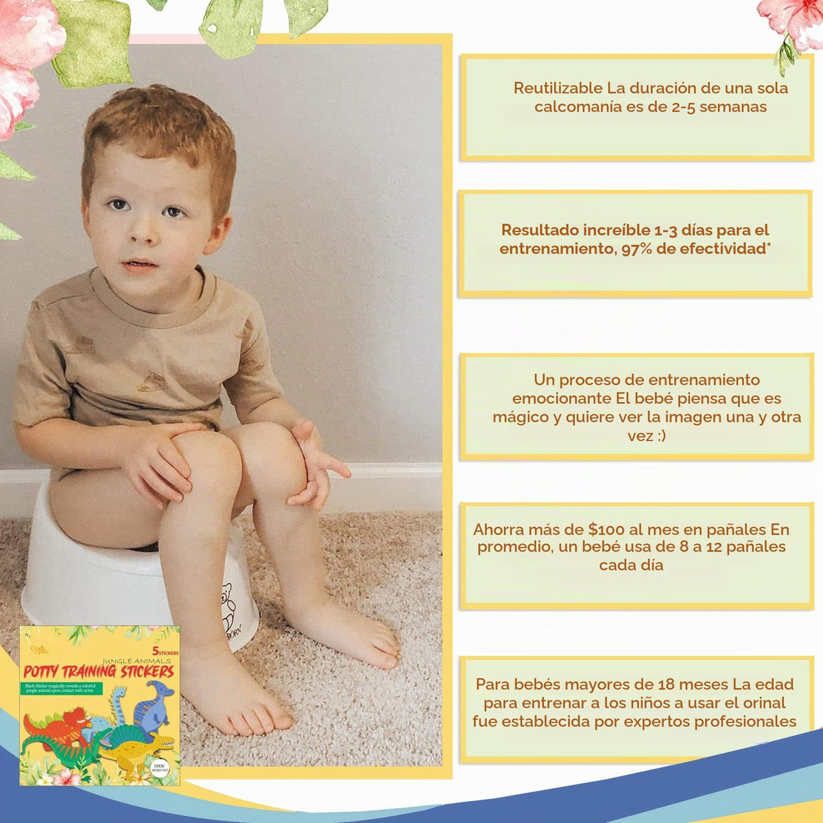 Pegatina mágica para asiento de entrenamiento para ir al baño, diseño de dinosaurio, diseño de inodoro que cambia de color, paquete de 5 objetivos de inodoro con libro electrónico gratuito para ir al