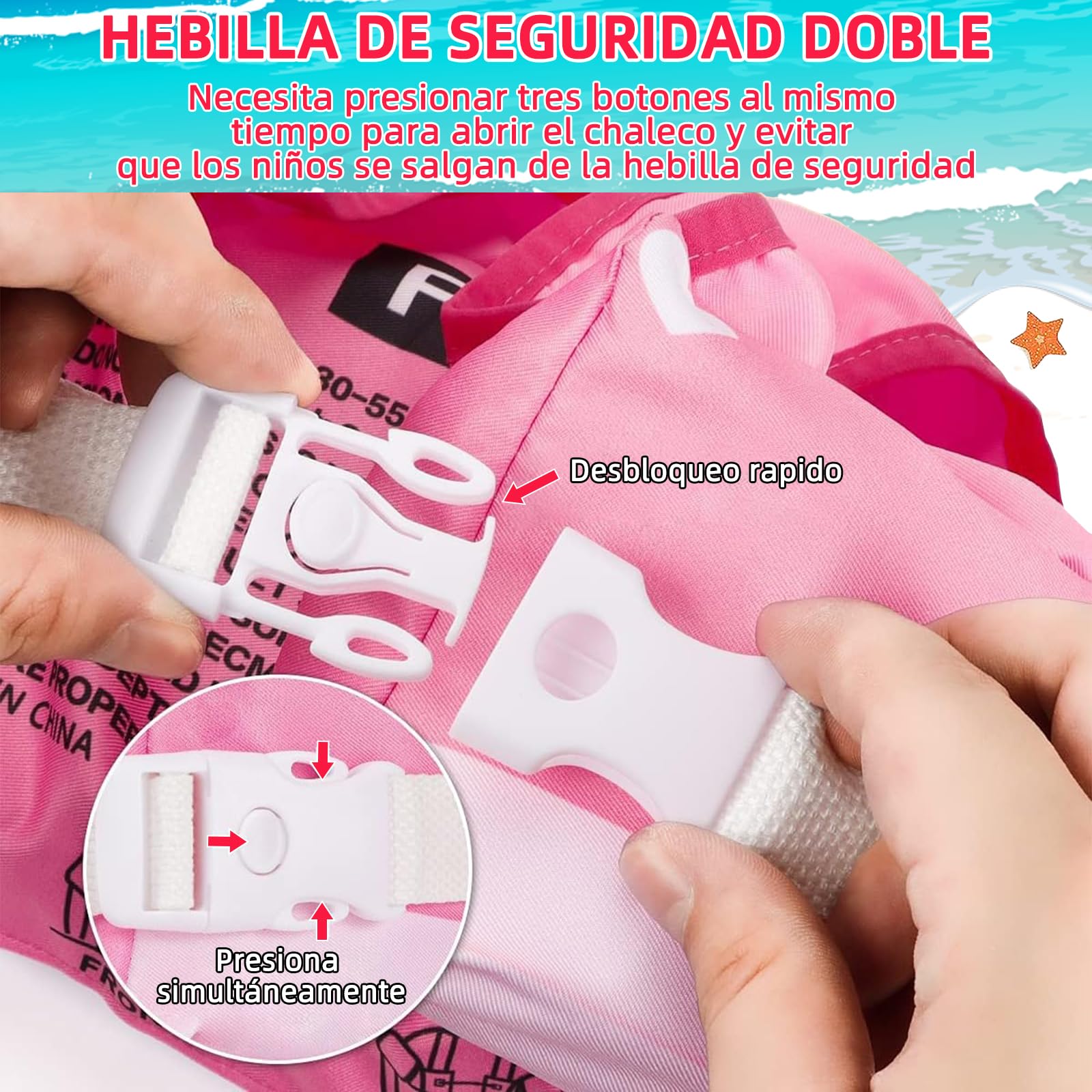 Salvavidas Chaleco de Natación Ajustable para Niños 2 a 6 Años