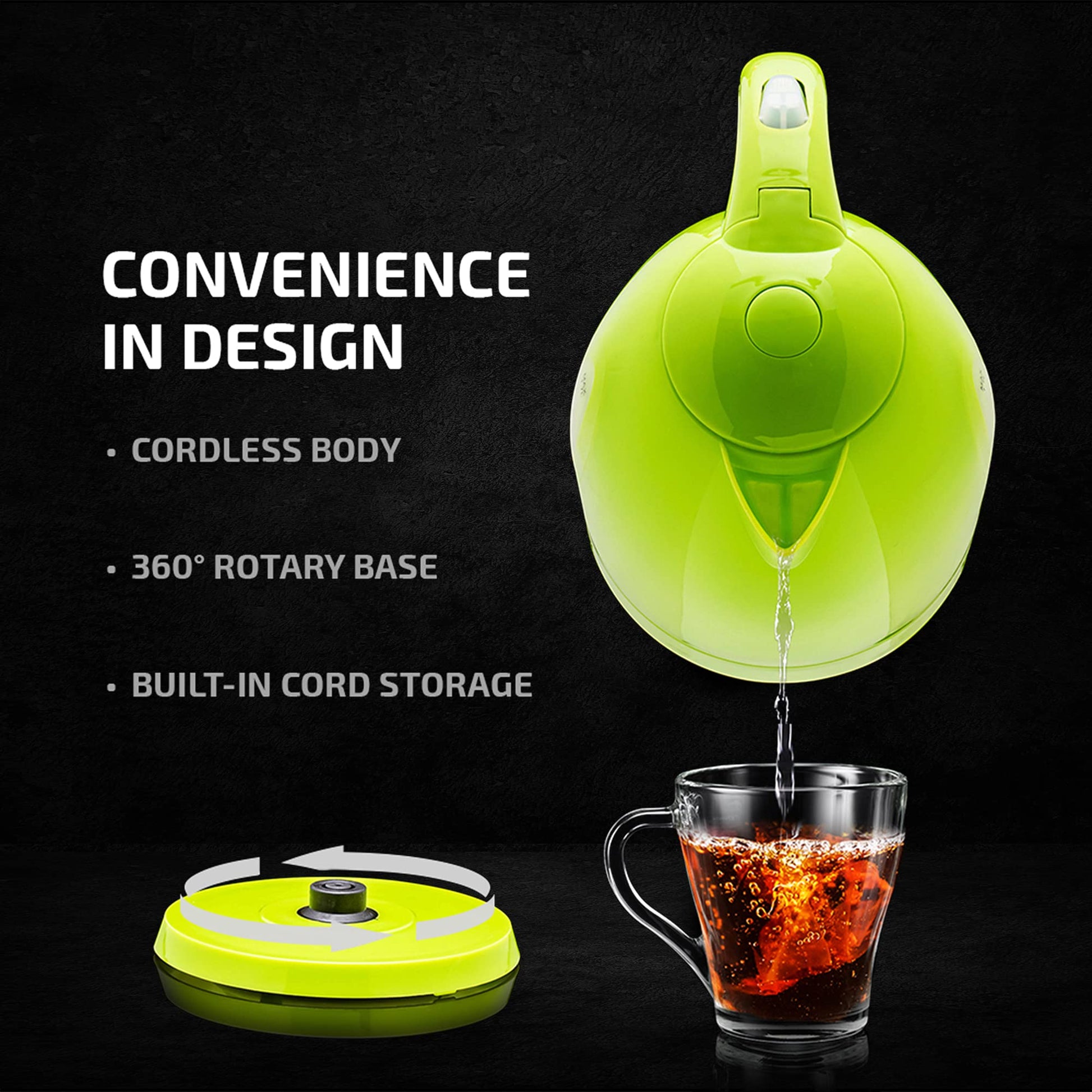 Hervidor Eléctrico Ovente Verde 1.7 L Sin Cable